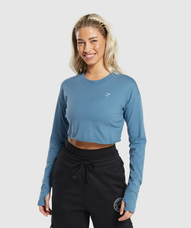 Gymshark Lifting Long Sleeve Crop Top - Faded Blue sold by Gymshark