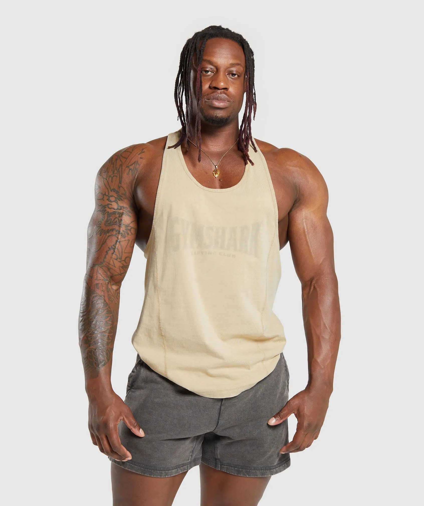 Gymshark Heritage Washed Stringer - Desert Beige sold by Gymshark