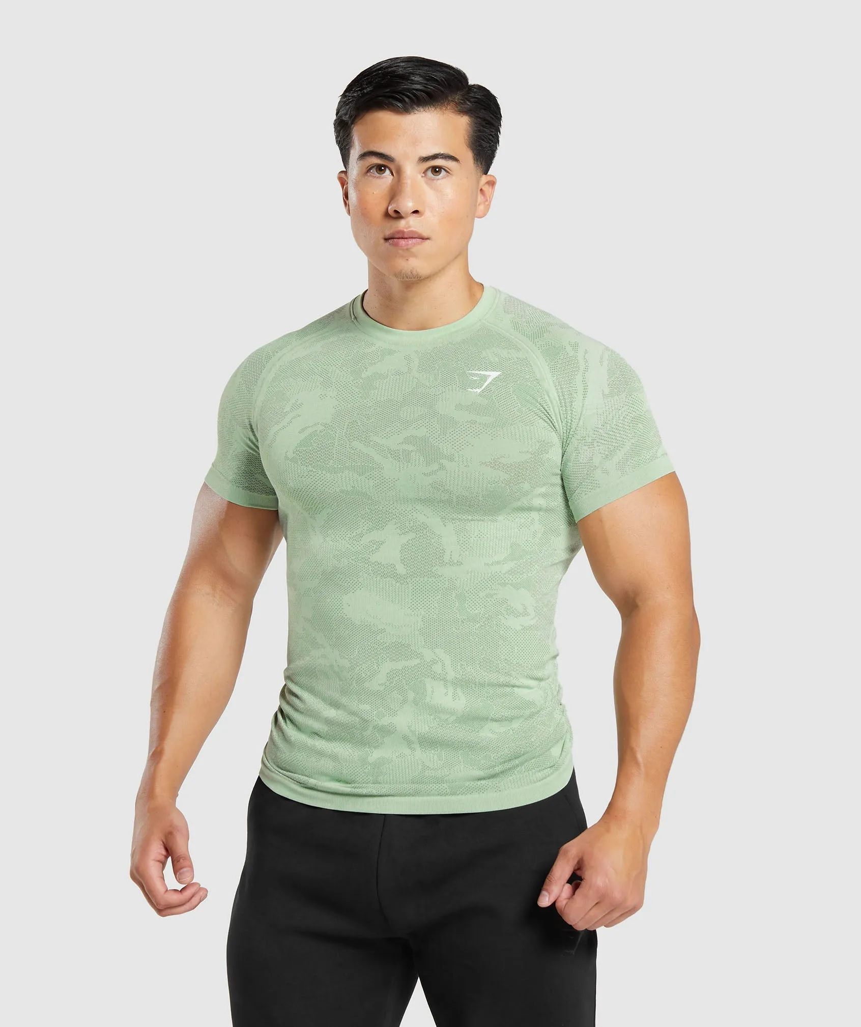 Gymshark Geo Seamless T-Shirt - Flora Green/Willow Green sold by Gymshark