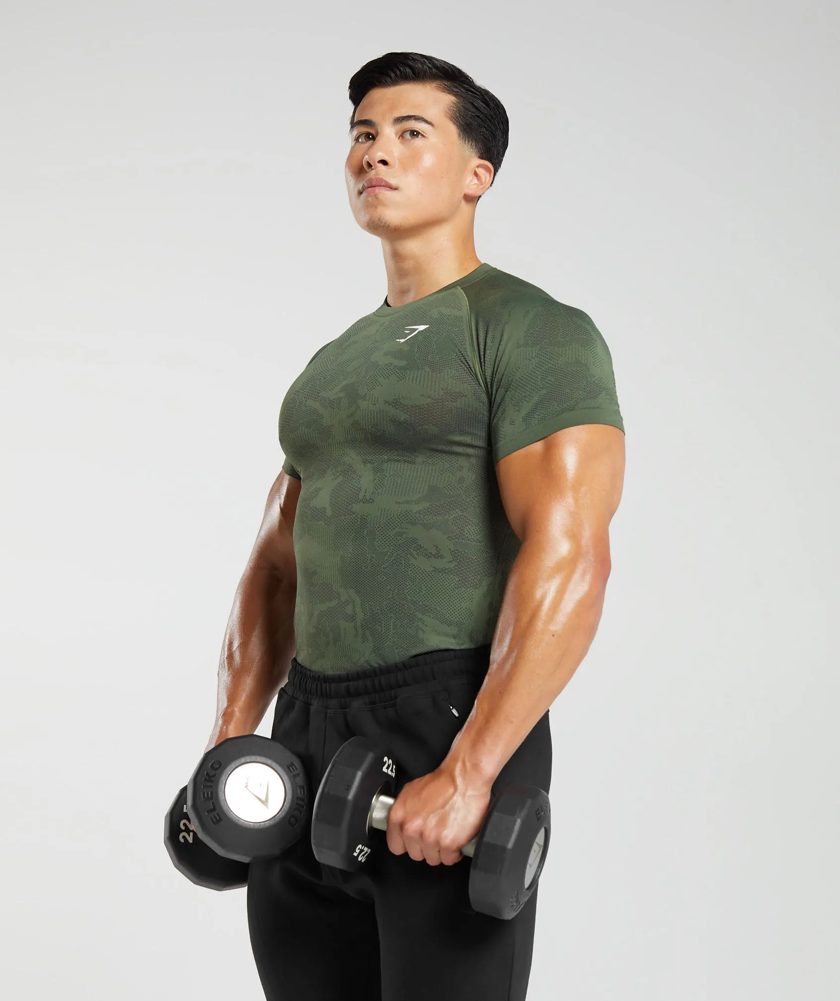 Gymshark Geo Seamless T-Shirt - Core Olive/Black sold by Gymshark product image thumbnail 3