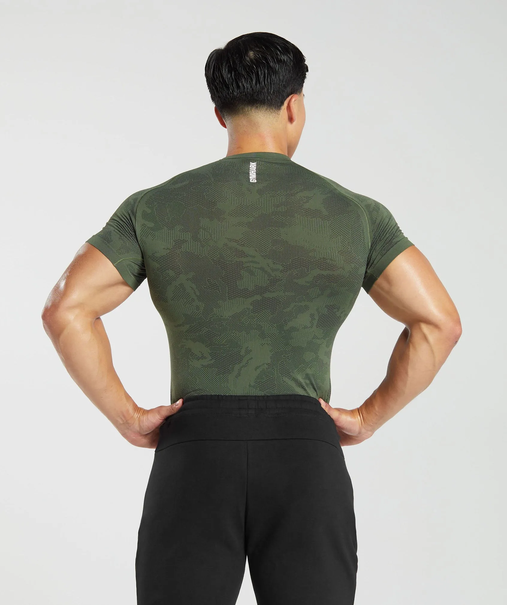 Gymshark Geo Seamless T-Shirt - Core Olive/Black sold by Gymshark product image thumbnail 2