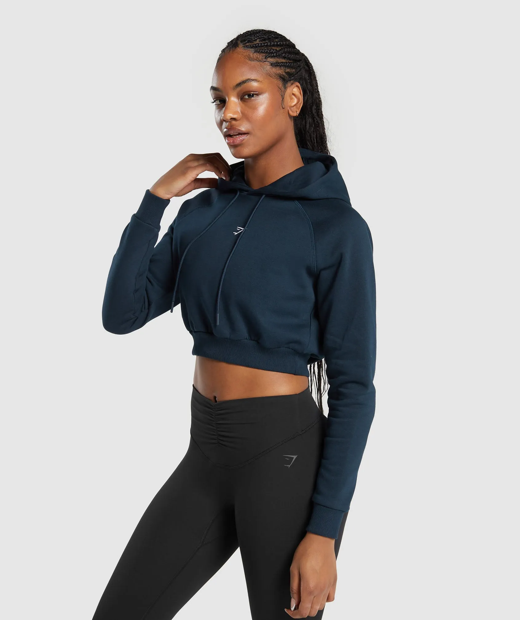Gymshark Training Fleece Cropped Hoodie - Navy sold by Gymshark product image thumbnail 3