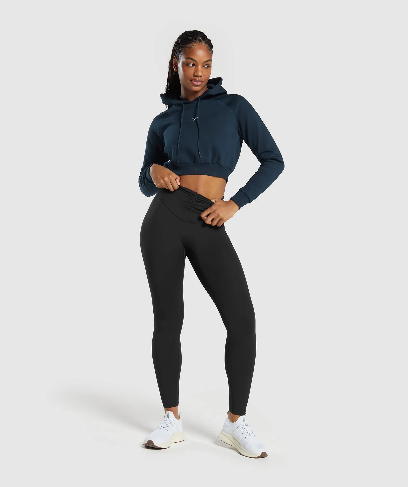 Gymshark Training Fleece Cropped Hoodie - Navy sold by Gymshark product image thumbnail 4