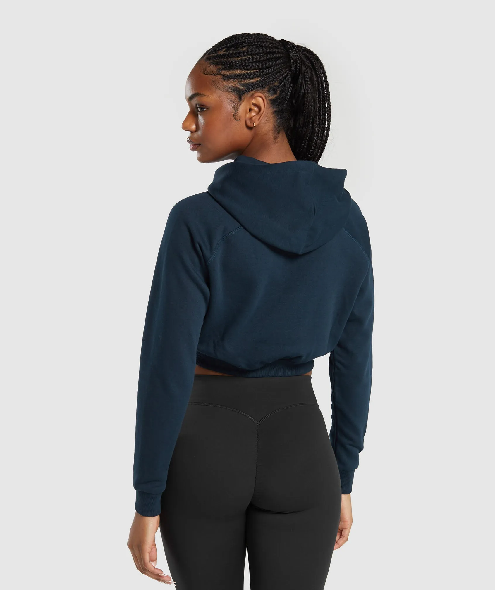 Gymshark Training Fleece Cropped Hoodie - Navy sold by Gymshark product image thumbnail 2