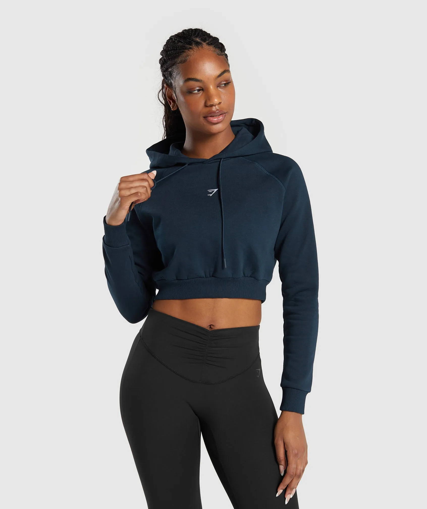 Gymshark Training Fleece Cropped Hoodie - Navy sold by Gymshark