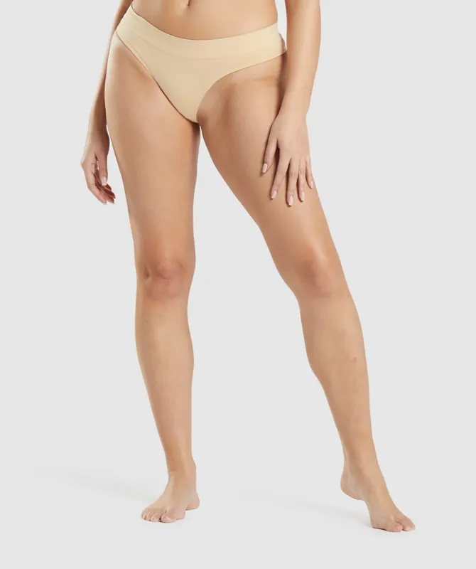 Gymshark Seamless Thong - Fawn Light Brown sold by Gymshark