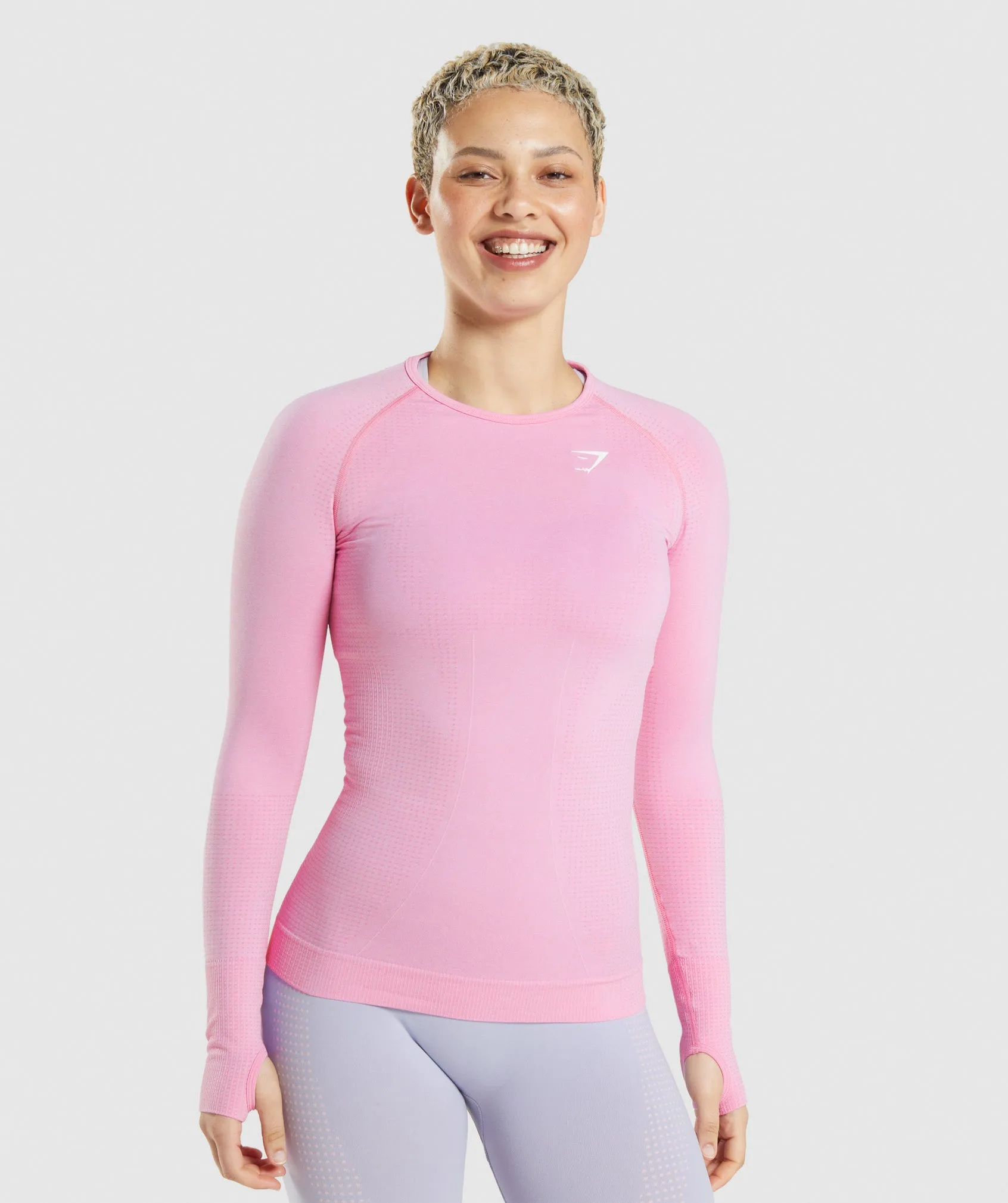 Gymshark Vital Seamless 2.0 Long Sleeve Top - Sorbet Pink Marl sold by Gymshark