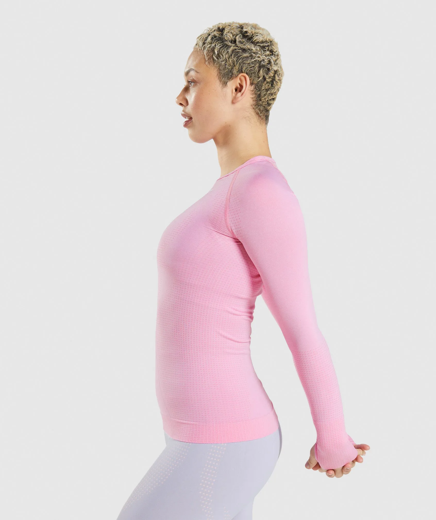 Gymshark Vital Seamless 2.0 Long Sleeve Top - Sorbet Pink Marl sold by Gymshark product image thumbnail 3