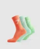 Gymshark Crew Socks 3pk - Orange/Pool Blue/Iris Green sold by Gymshark