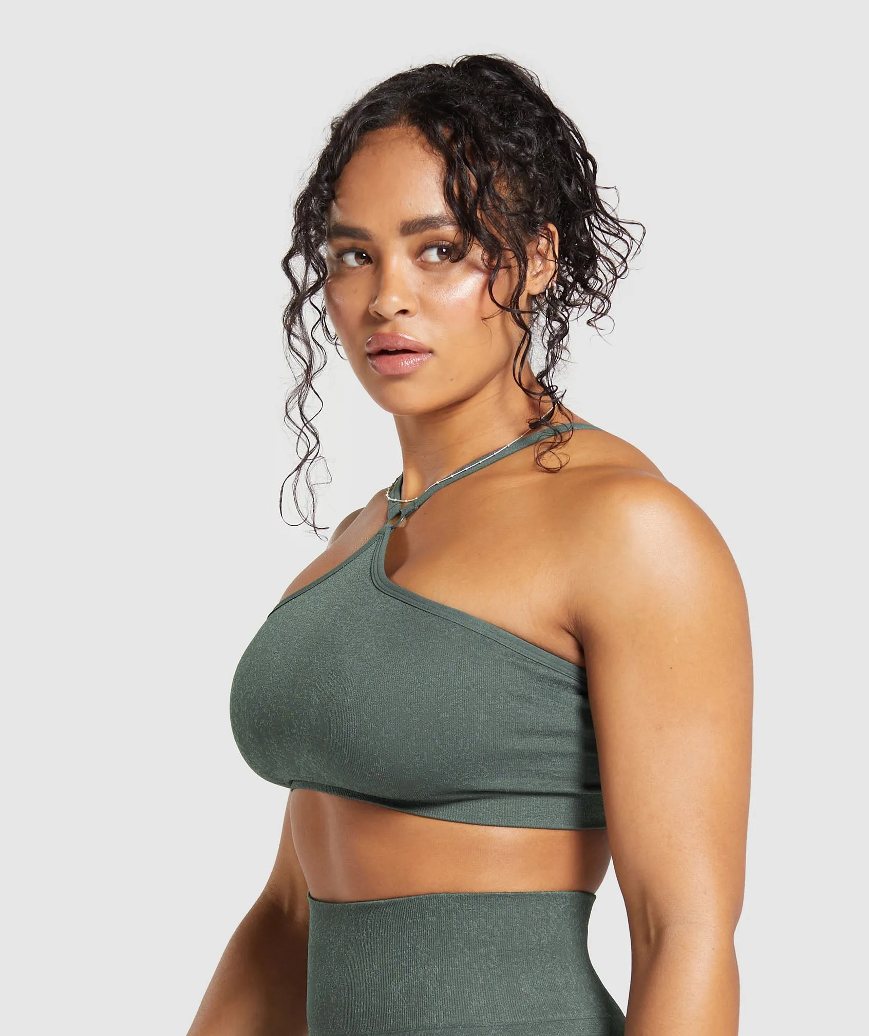 Gymshark Adapt Fleck Seamless Halterneck Bralette- Slate Teal/Cargo Teal sold by Gymshark product image thumbnail 3