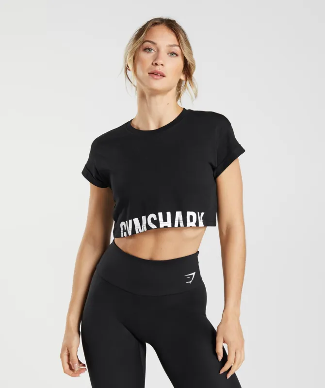 Gymshark Fraction Crop Top - Black sold by Gymshark