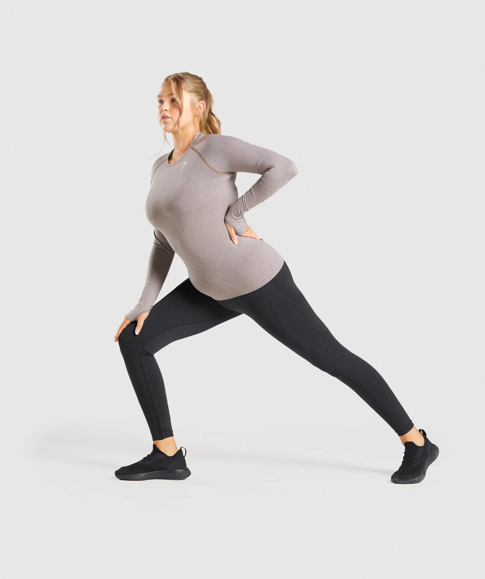 Gymshark Vital Seamless 2.0 Long Sleeve Top - Taupe Marl sold by Gymshark product image thumbnail 4