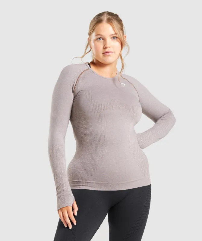 Gymshark Vital Seamless 2.0 Long Sleeve Top - Taupe Marl sold by Gymshark