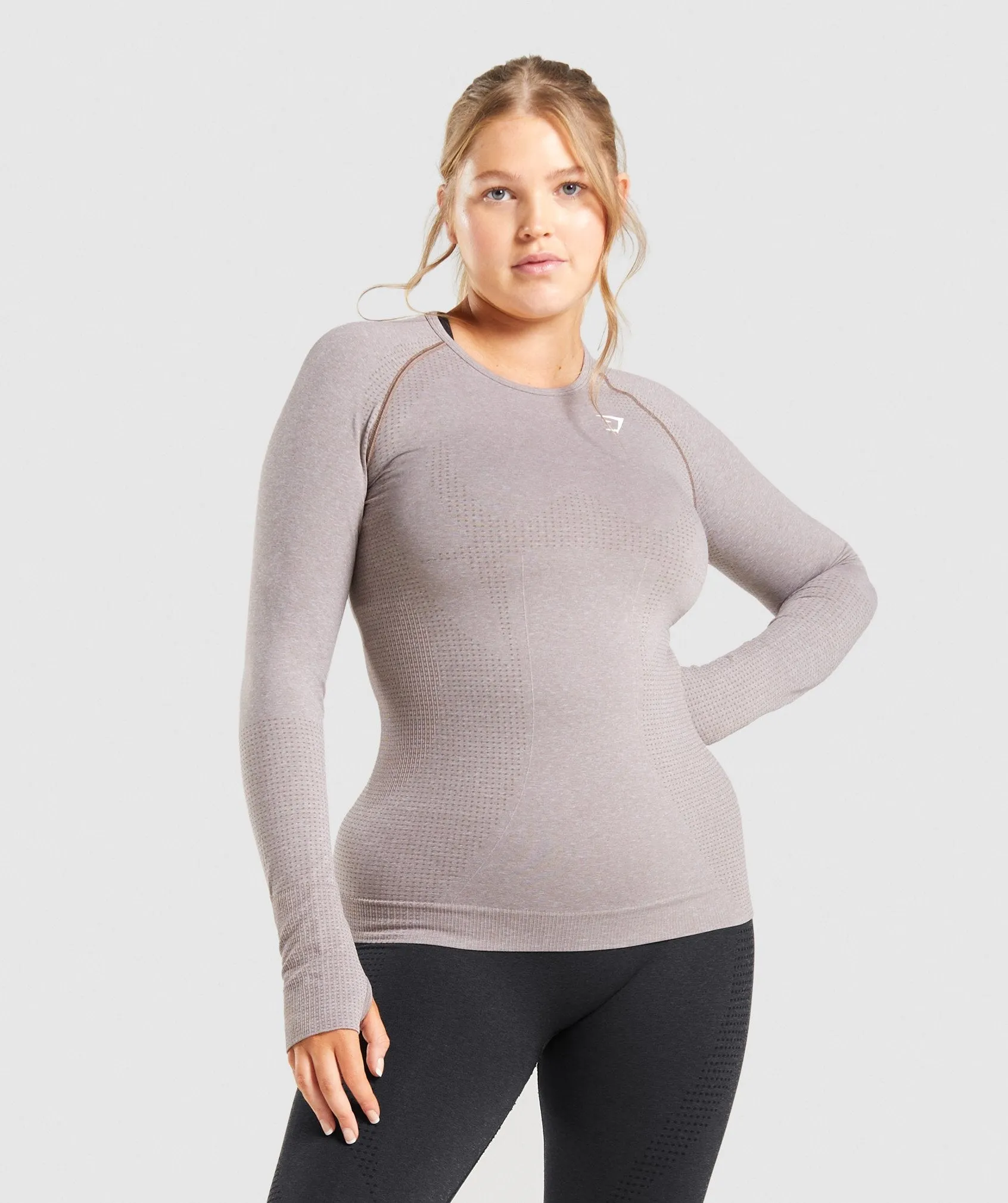 Gymshark Vital Seamless 2.0 Long Sleeve Top - Taupe Marl sold by Gymshark