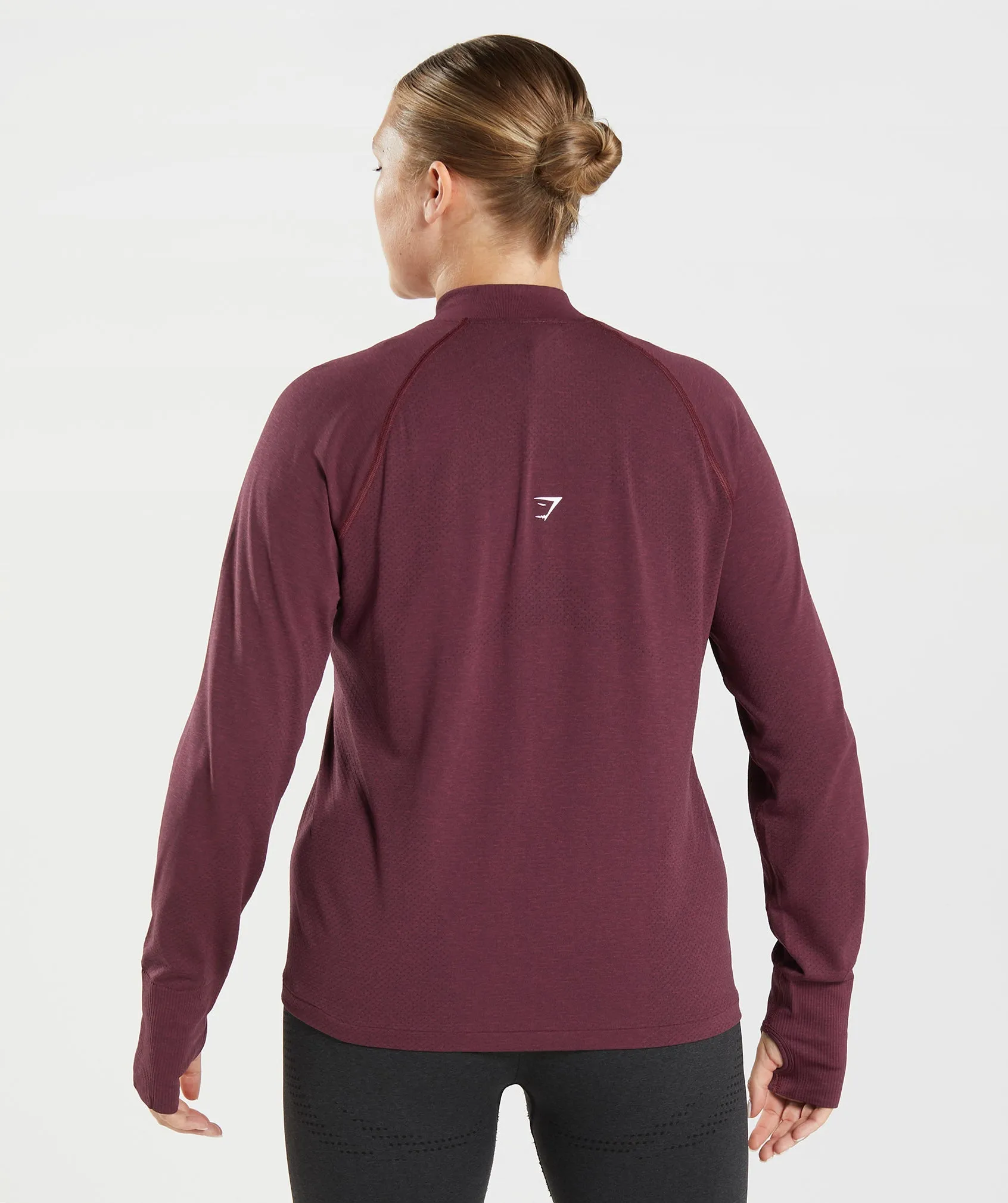 Gymshark Vital Seamless 2.0 1/2 Zip Pullover - Baked Maroon Marl sold by Gymshark product image thumbnail 2