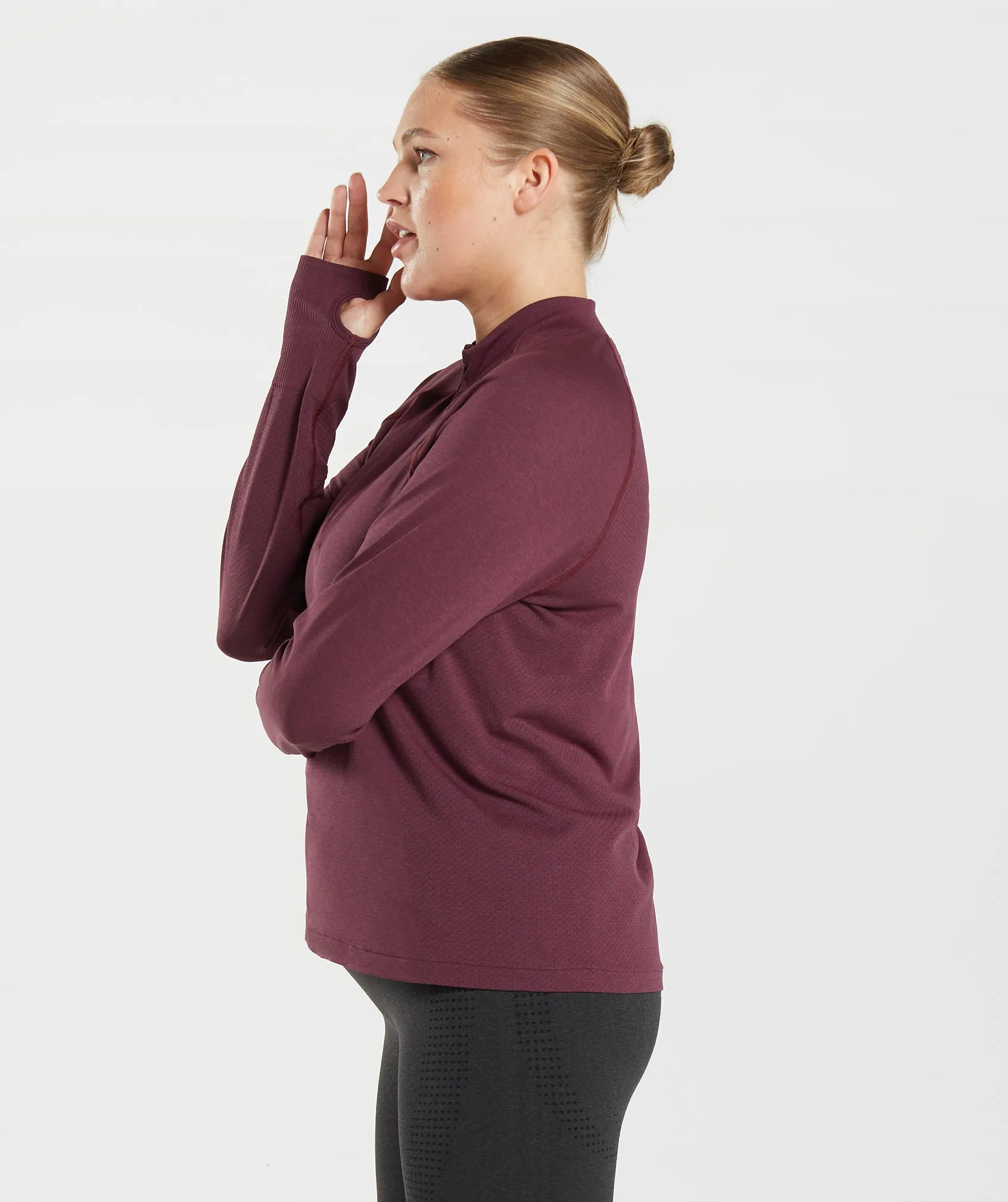 Gymshark Vital Seamless 2.0 1/2 Zip Pullover - Baked Maroon Marl sold by Gymshark product image thumbnail 3