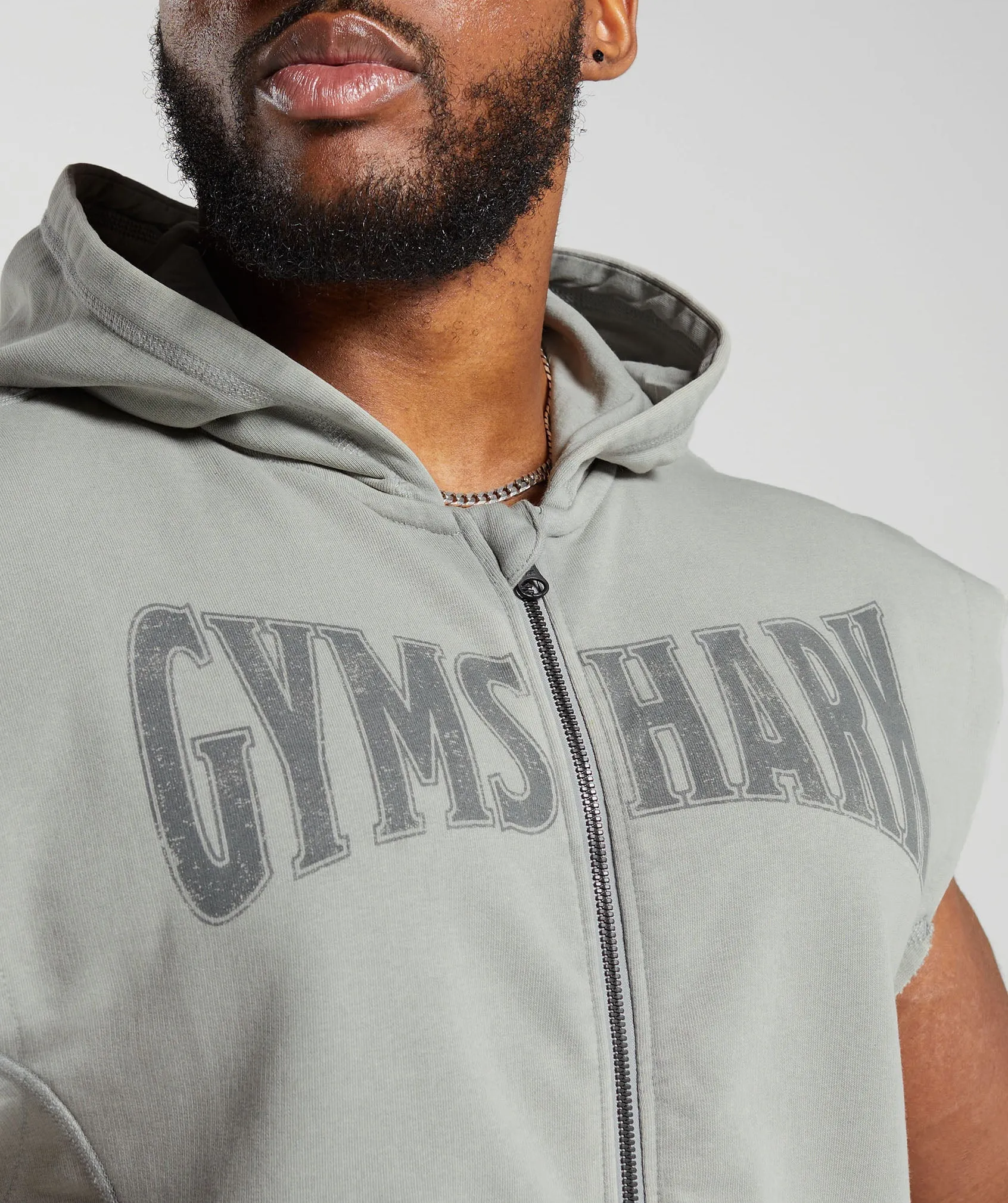 Gymshark Heritage Washed Sleeveless Zip Hoodie - Smokey Grey sold by Gymshark product image thumbnail 5