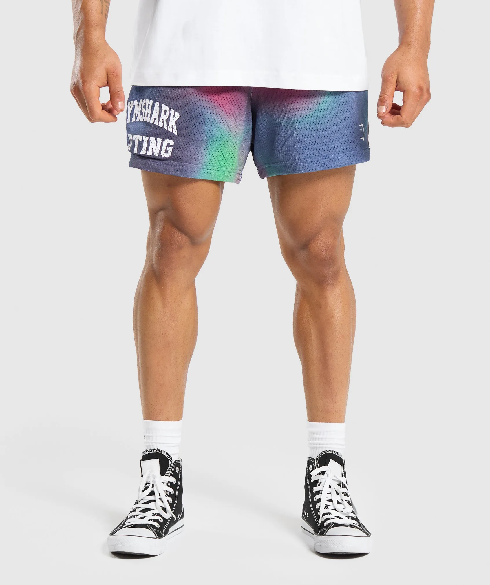 Gymshark Printed Lifting Mesh 5" Shorts - White sold by Gymshark