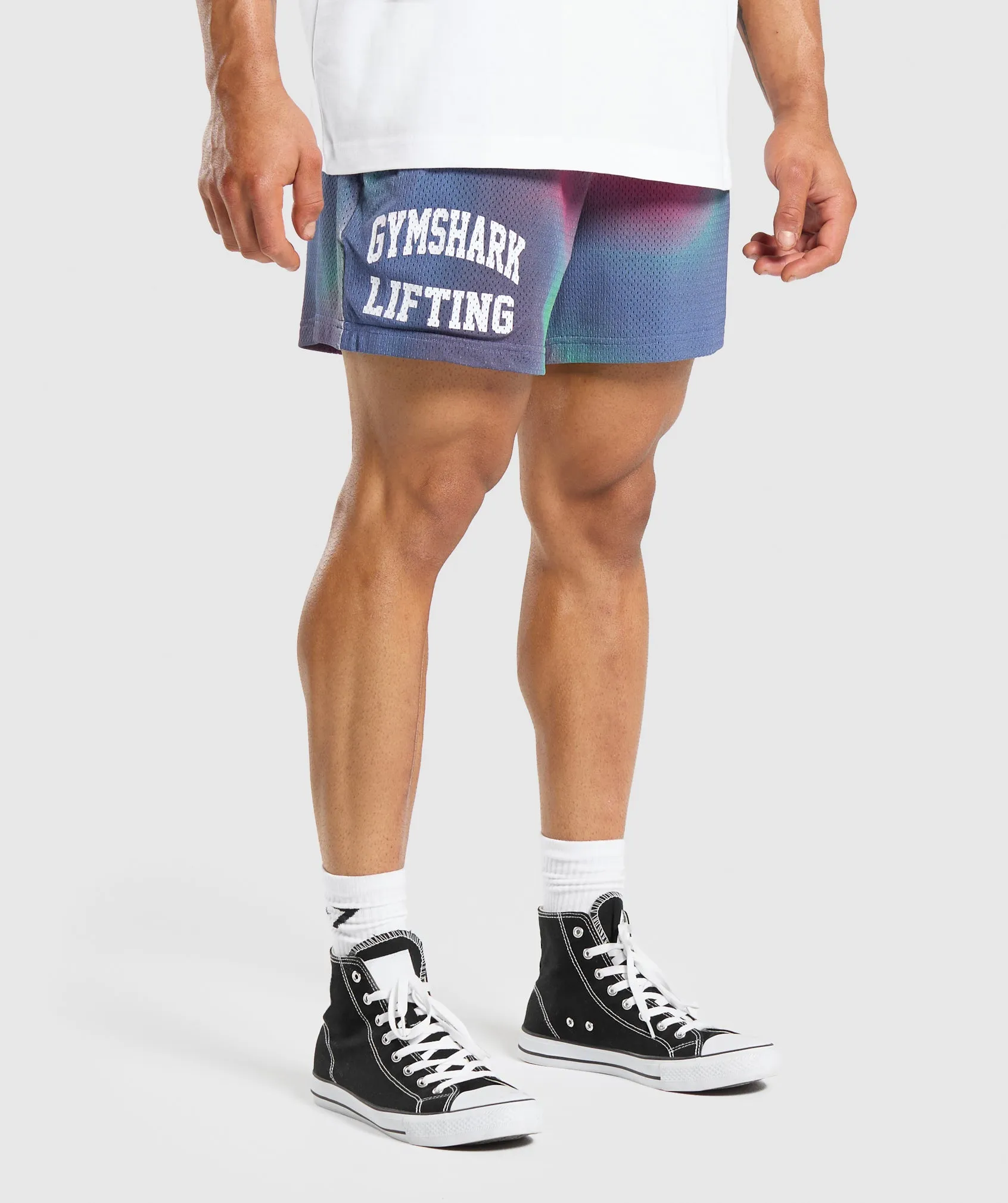 Gymshark Printed Lifting Mesh 5" Shorts - White sold by Gymshark product image thumbnail 4