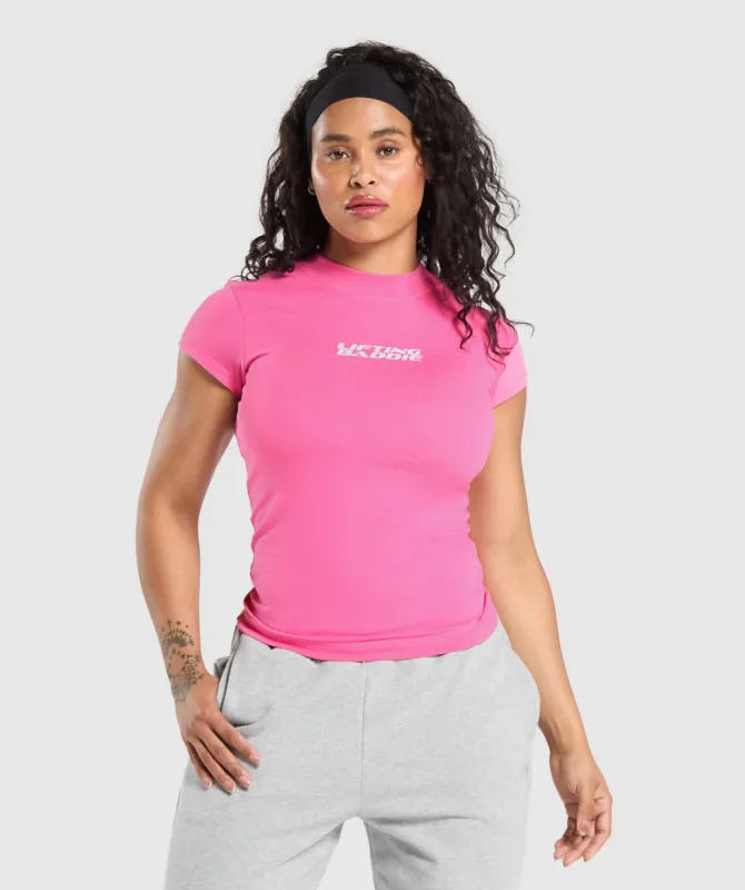 Gymshark Lifting Baddie T-Shirt - Fetch Pink sold by Gymshark