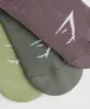 Gymshark Ankle Socks 3pk - Walnut Mauve/Light Sage Green/Dusk Green sold by Gymshark