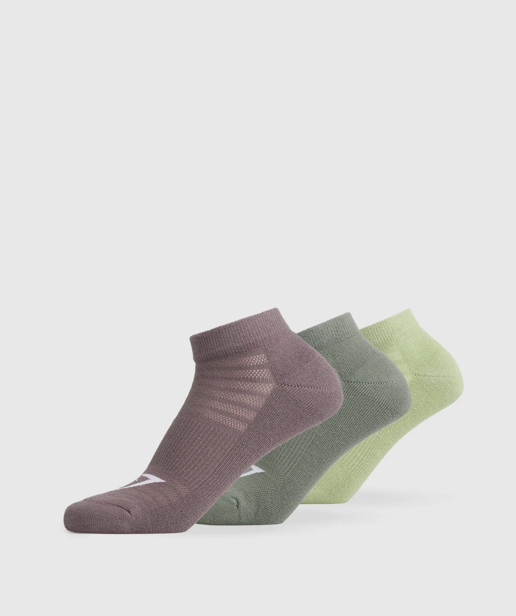 Gymshark Ankle Socks 3pk - Walnut Mauve/Light Sage Green/Dusk Green sold by Gymshark