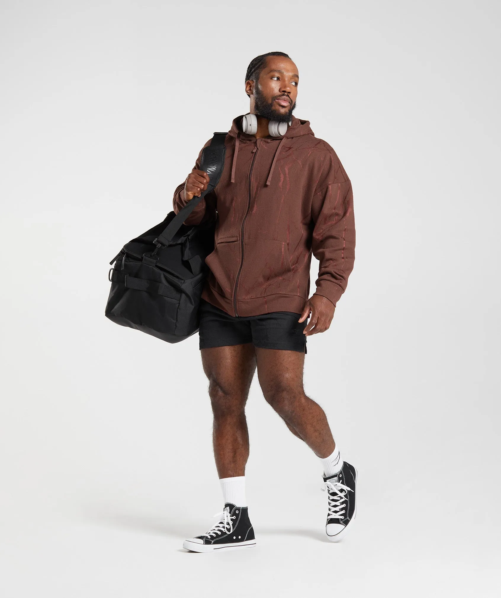 Gymshark Power Zip Hoodie - Cherry Brown Print sold by Gymshark product image thumbnail 4