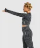 Gymshark Adapt Camo Seamless Long Sleeve Crop Top - Black sold by Gymshark