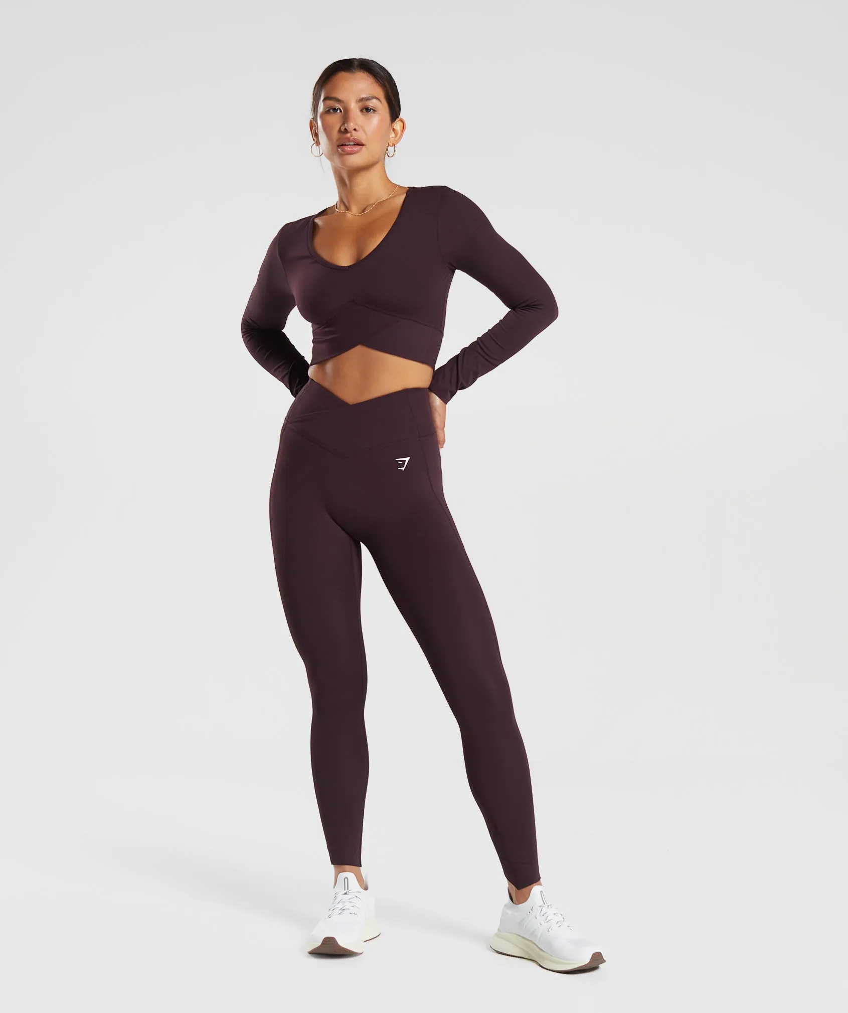 Gymshark Crossover Long Sleeve Crop Top - Plum Brown sold by Gymshark product image thumbnail 5