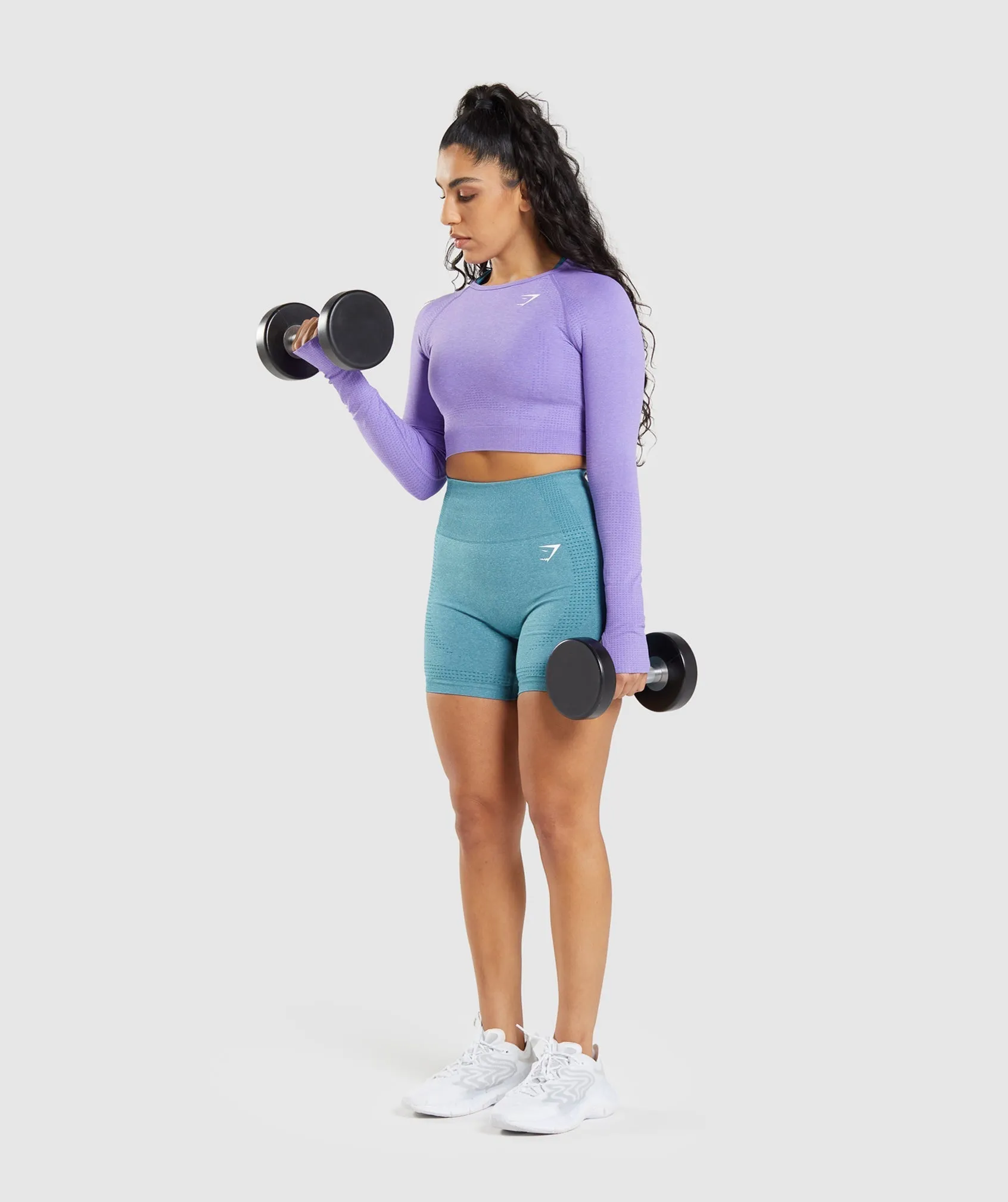 Gymshark Vital Seamless 2.0 Long Sleeve Crop Top - Bright Purple Marl sold by Gymshark product image thumbnail 4