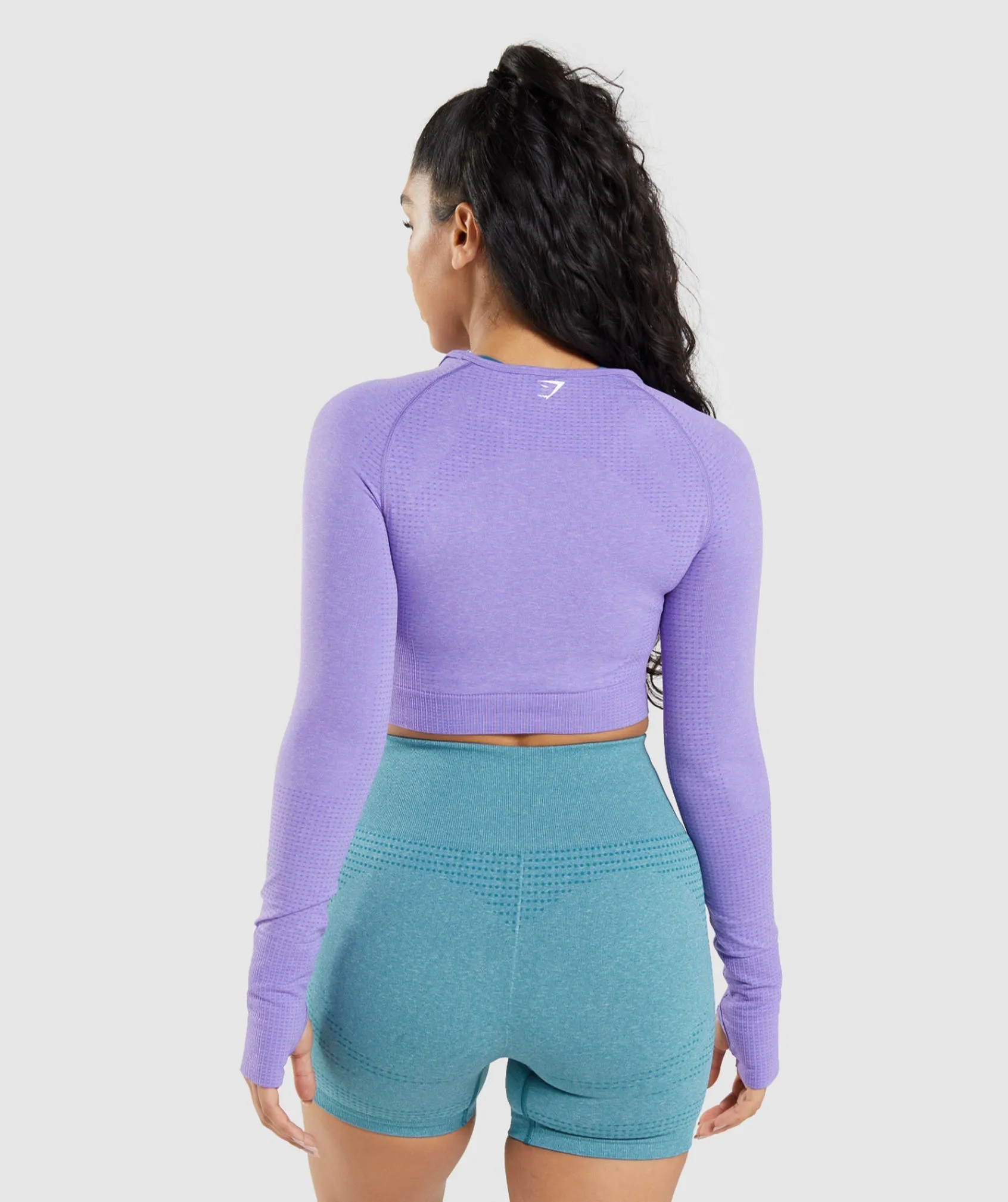 Gymshark Vital Seamless 2.0 Long Sleeve Crop Top - Bright Purple Marl sold by Gymshark product image thumbnail 2