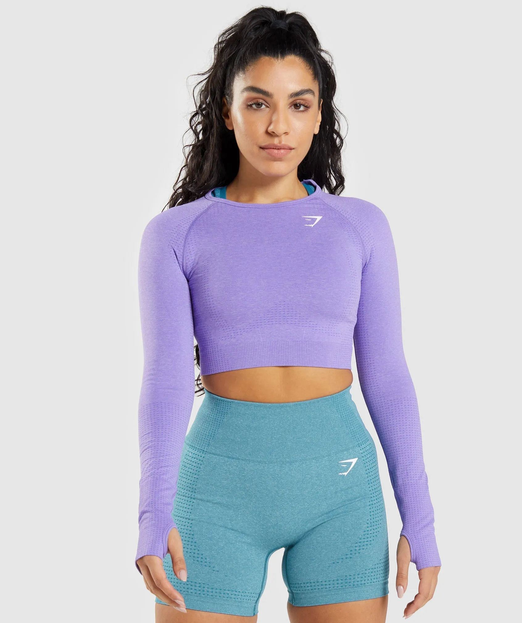 Gymshark Vital Seamless 2.0 Long Sleeve Crop Top - Bright Purple Marl sold by Gymshark