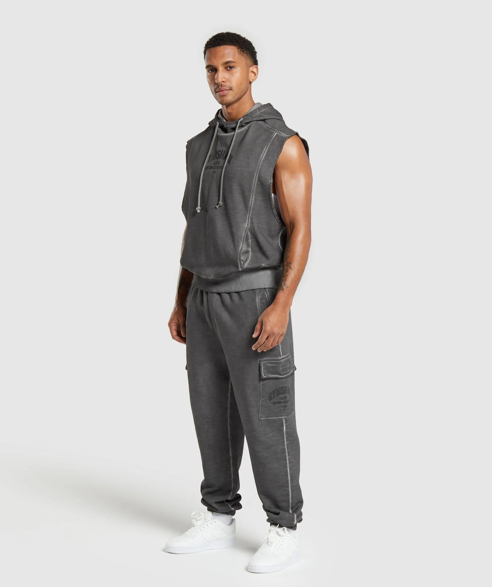 Gymshark Heavyweight Washed Cut Off Hoodie - Black sold by Gymshark product image thumbnail 4