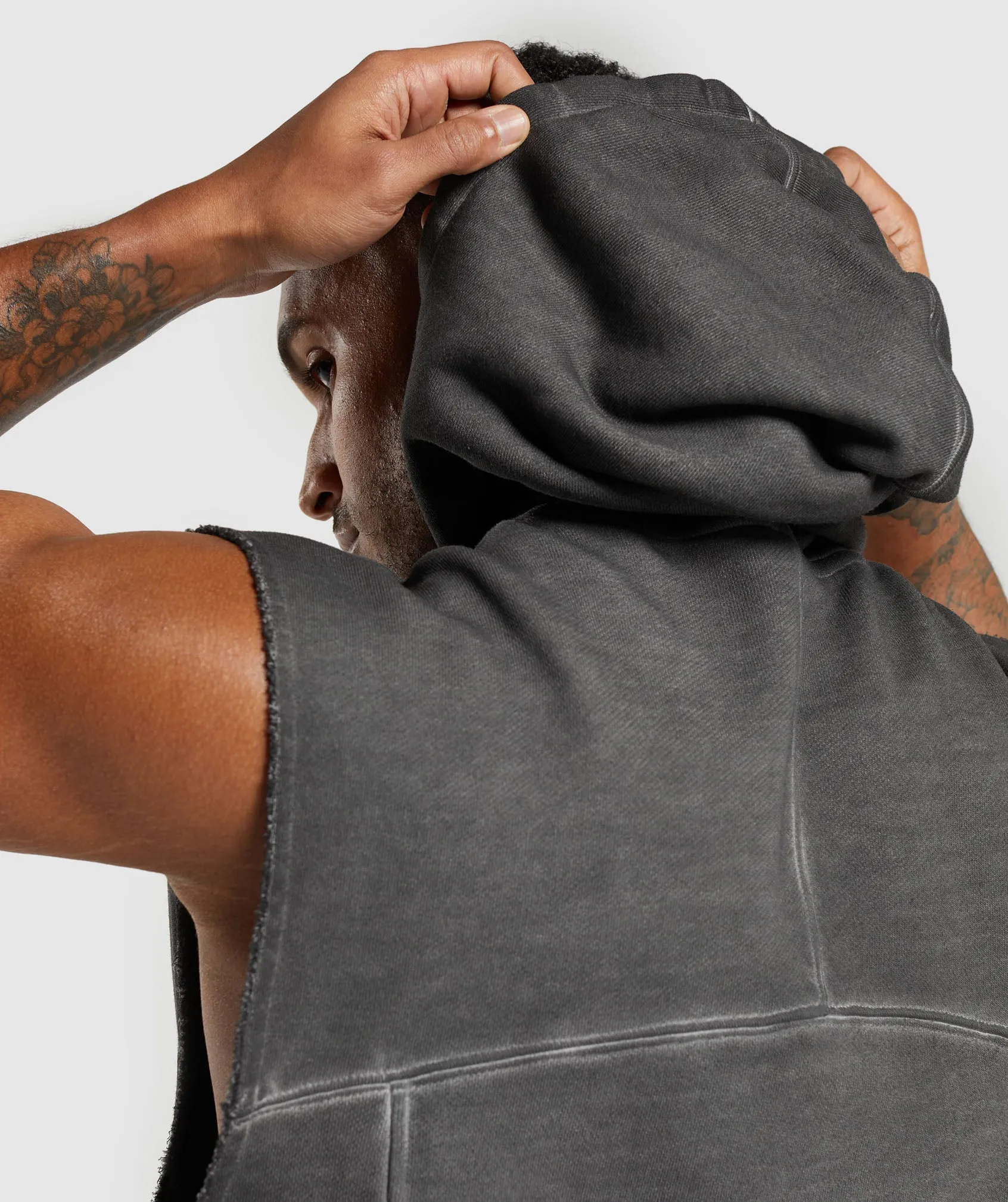 Gymshark Heavyweight Washed Cut Off Hoodie - Black sold by Gymshark product image thumbnail 5
