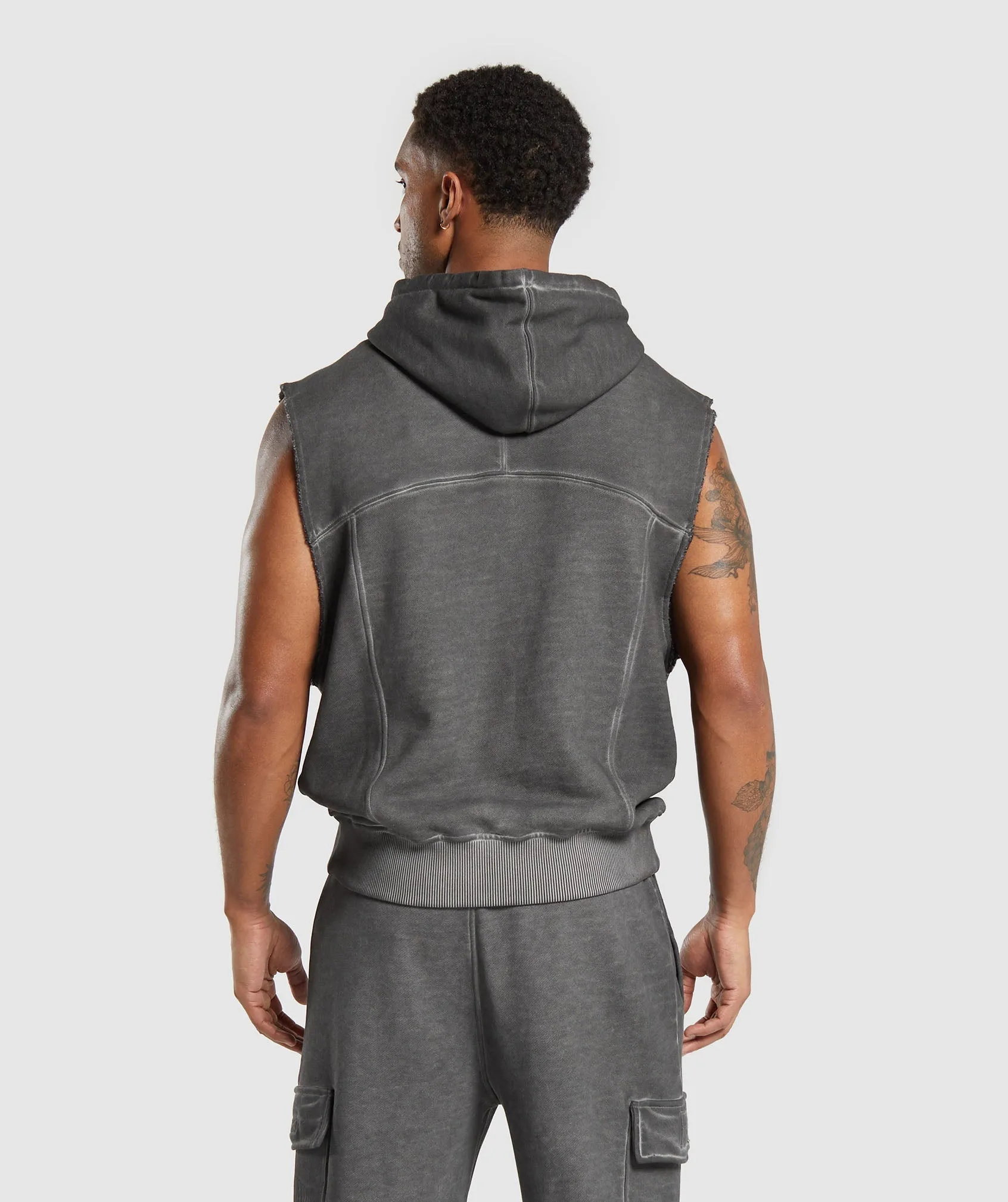 Gymshark Heavyweight Washed Cut Off Hoodie - Black sold by Gymshark product image thumbnail 2