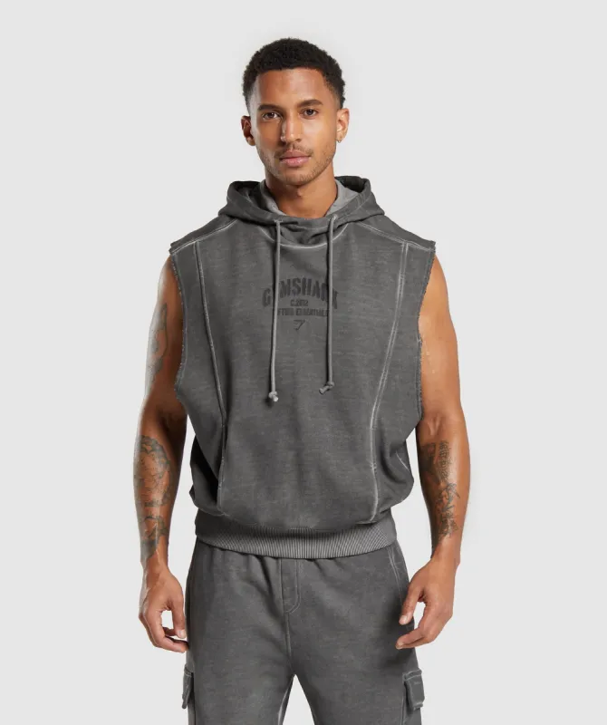 Gymshark Heavyweight Washed Cut Off Hoodie - Black sold by Gymshark