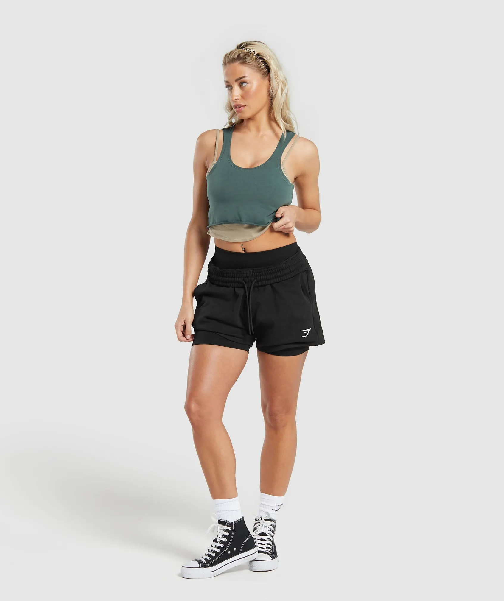 Gymshark Lifting 2 In 1 Crop Tank - Sand Brown/Slate Teal sold by Gymshark product image thumbnail 4