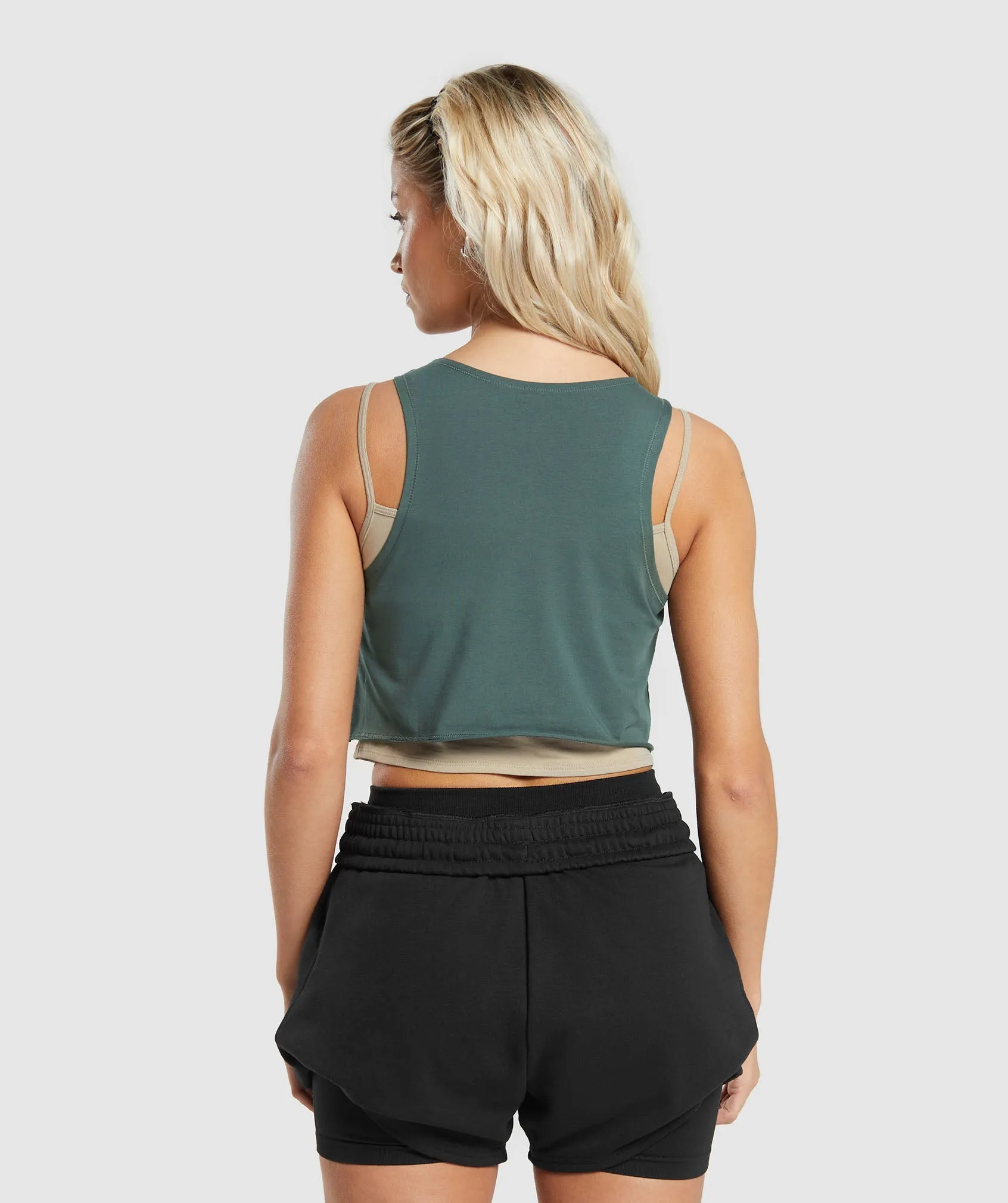 Gymshark Lifting 2 In 1 Crop Tank - Sand Brown/Slate Teal sold by Gymshark product image thumbnail 2