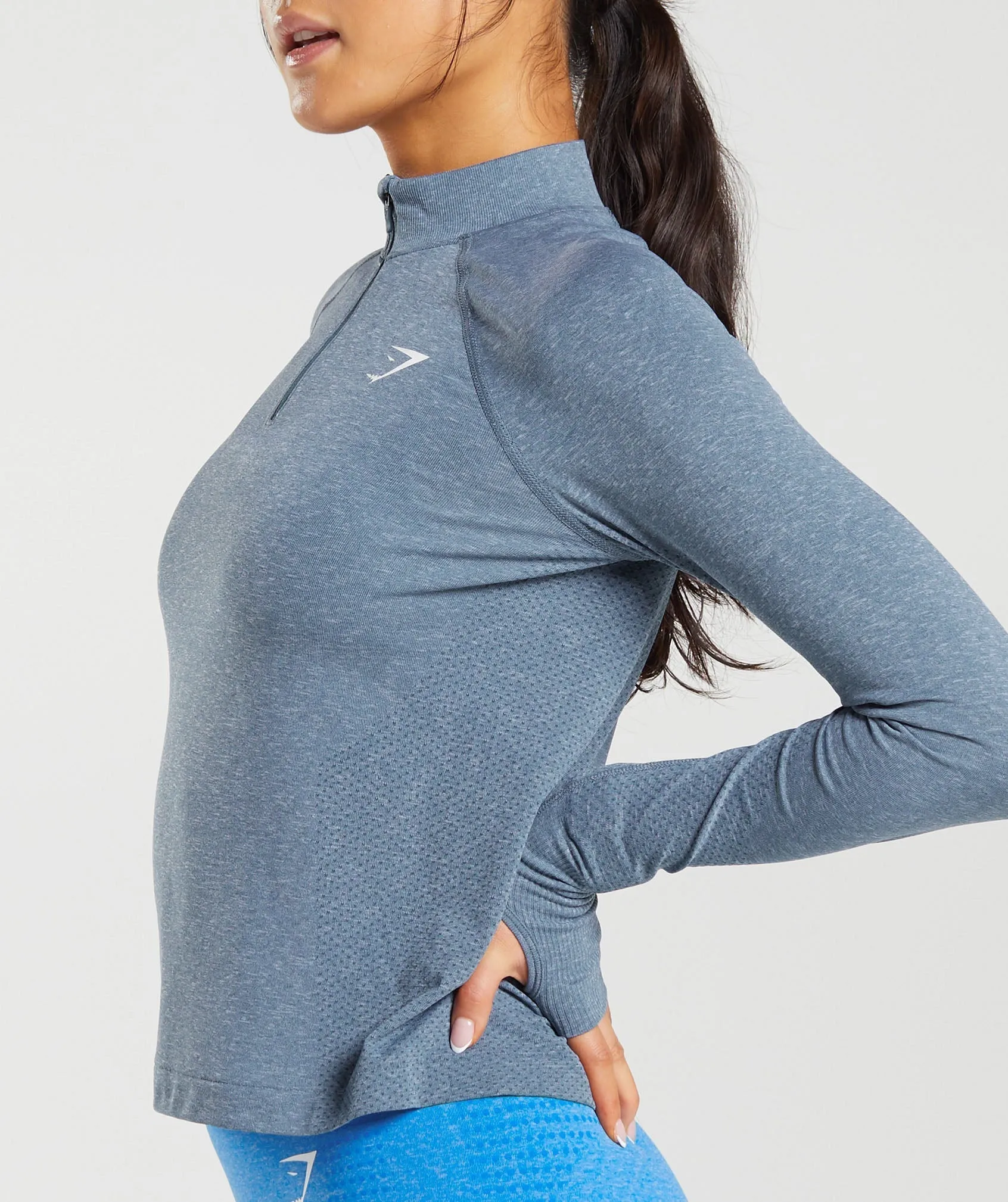Gymshark Vital Seamless 2.0 1/4 Zip Pullover - Evening Blue Marl sold by Gymshark product image thumbnail 3