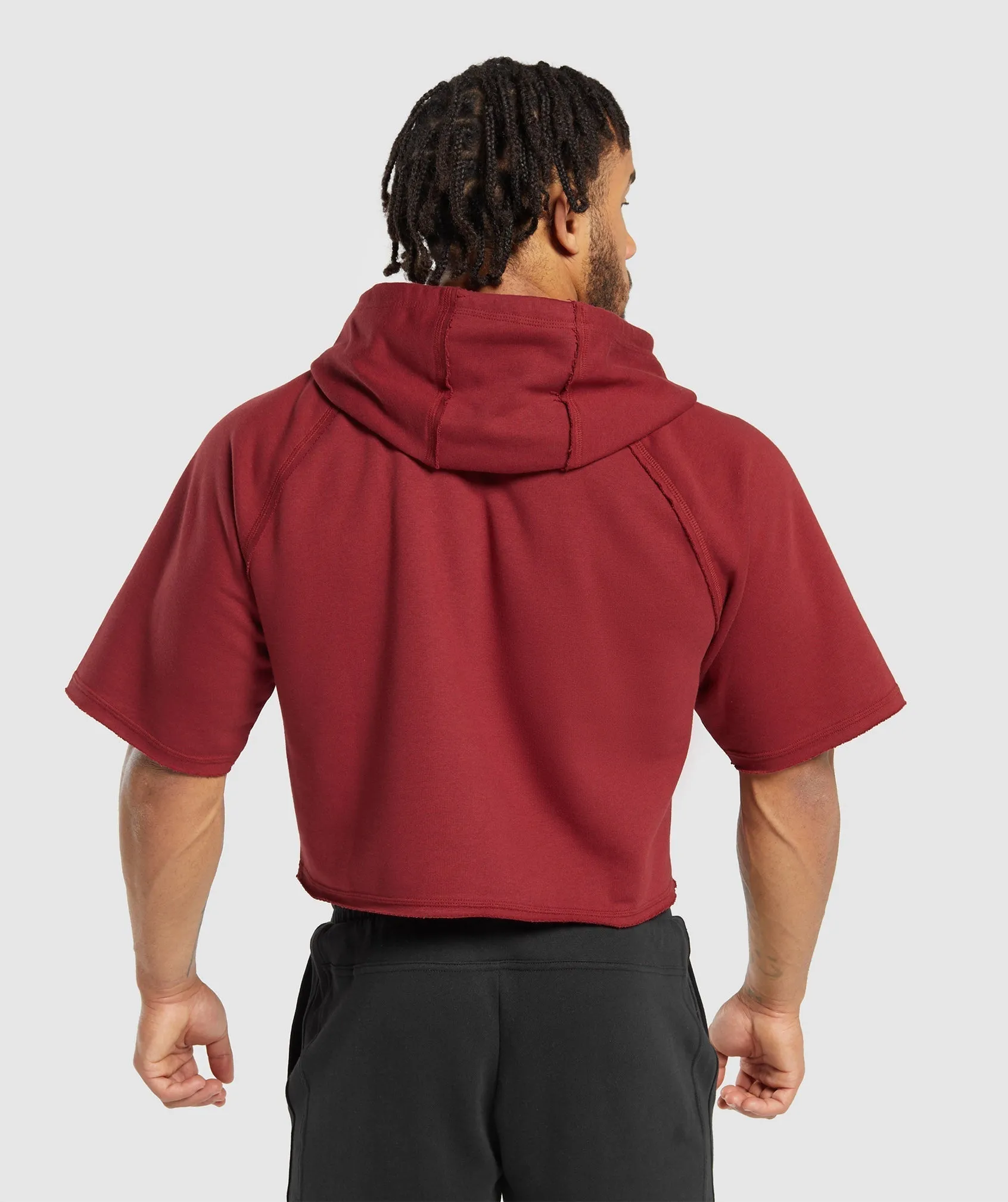 Gymshark Legacy Short Sleeve Crop Hoodie - Washed Red sold by Gymshark product image thumbnail 2