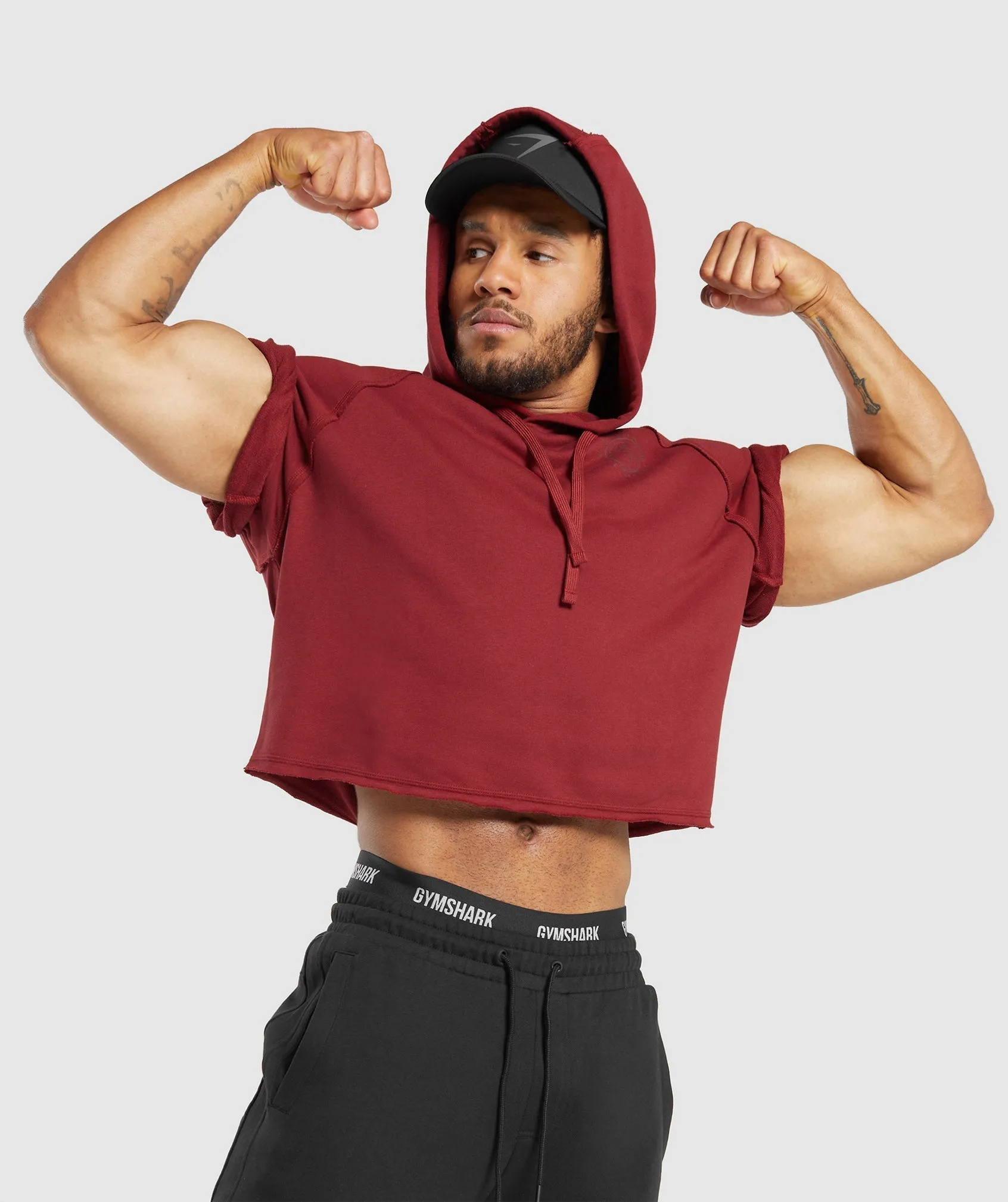 Gymshark Legacy Short Sleeve Crop Hoodie - Washed Red sold by Gymshark product image thumbnail 5