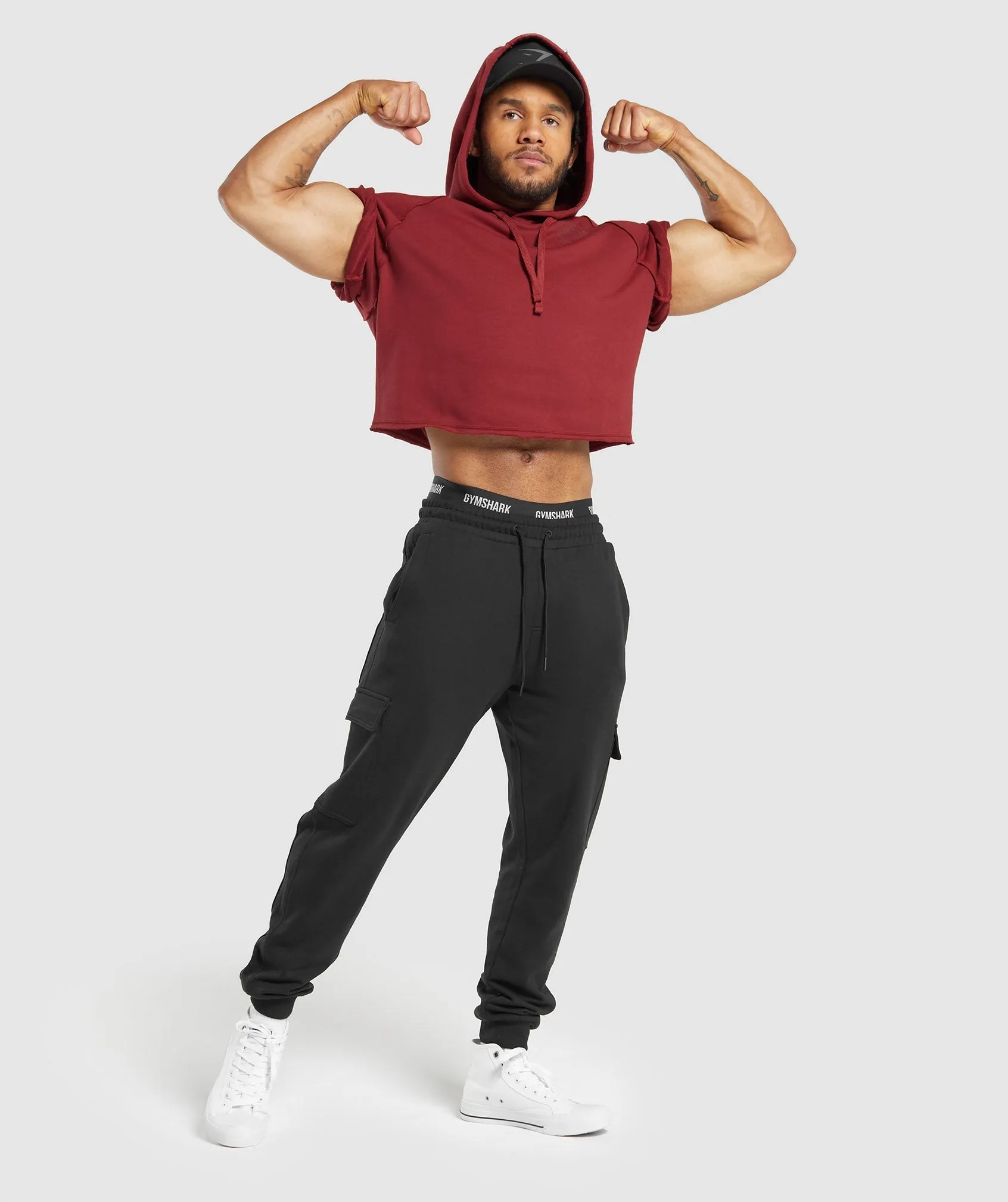 Gymshark Legacy Short Sleeve Crop Hoodie - Washed Red sold by Gymshark product image thumbnail 4