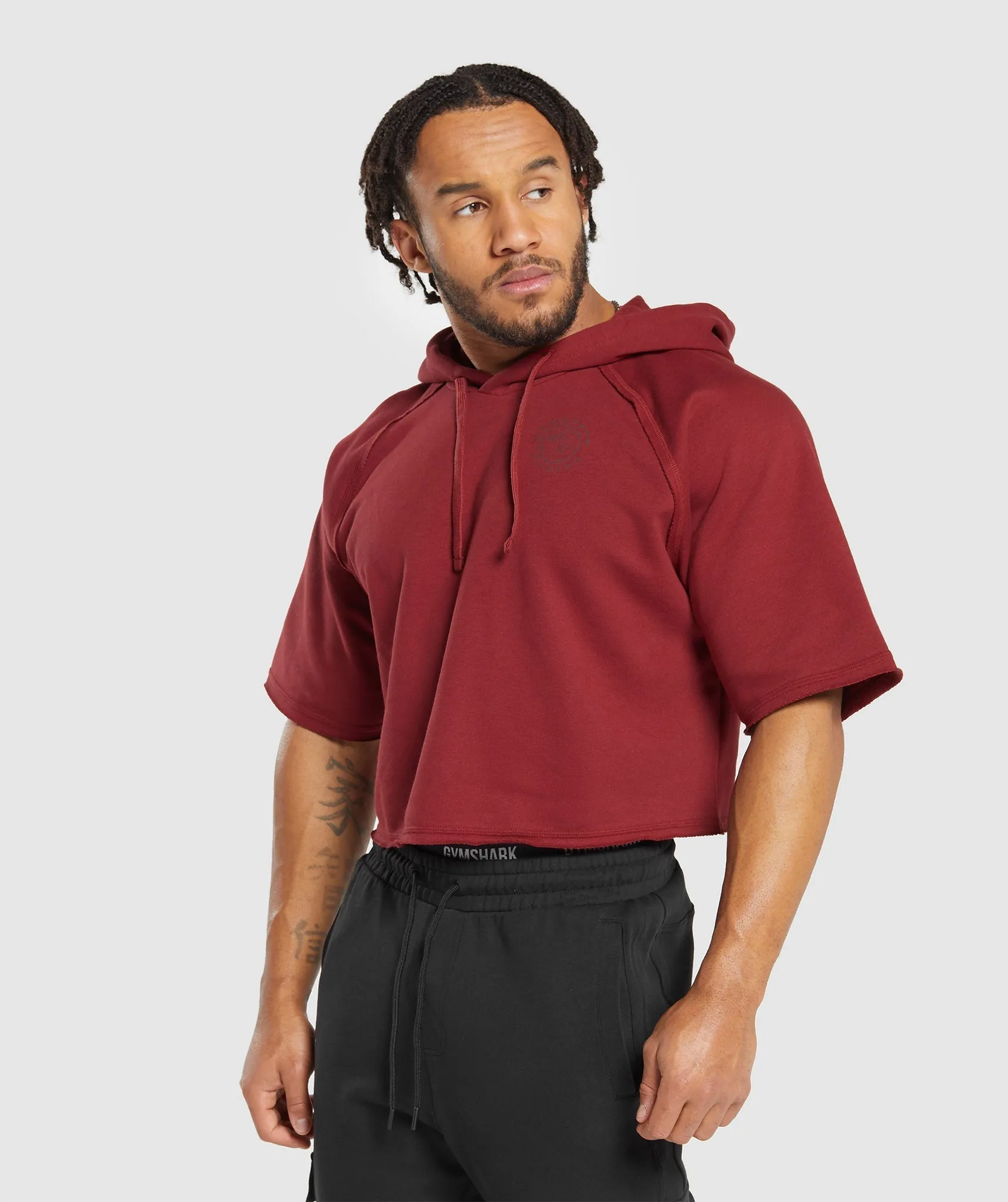 Gymshark Legacy Short Sleeve Crop Hoodie - Washed Red sold by Gymshark product image thumbnail 3