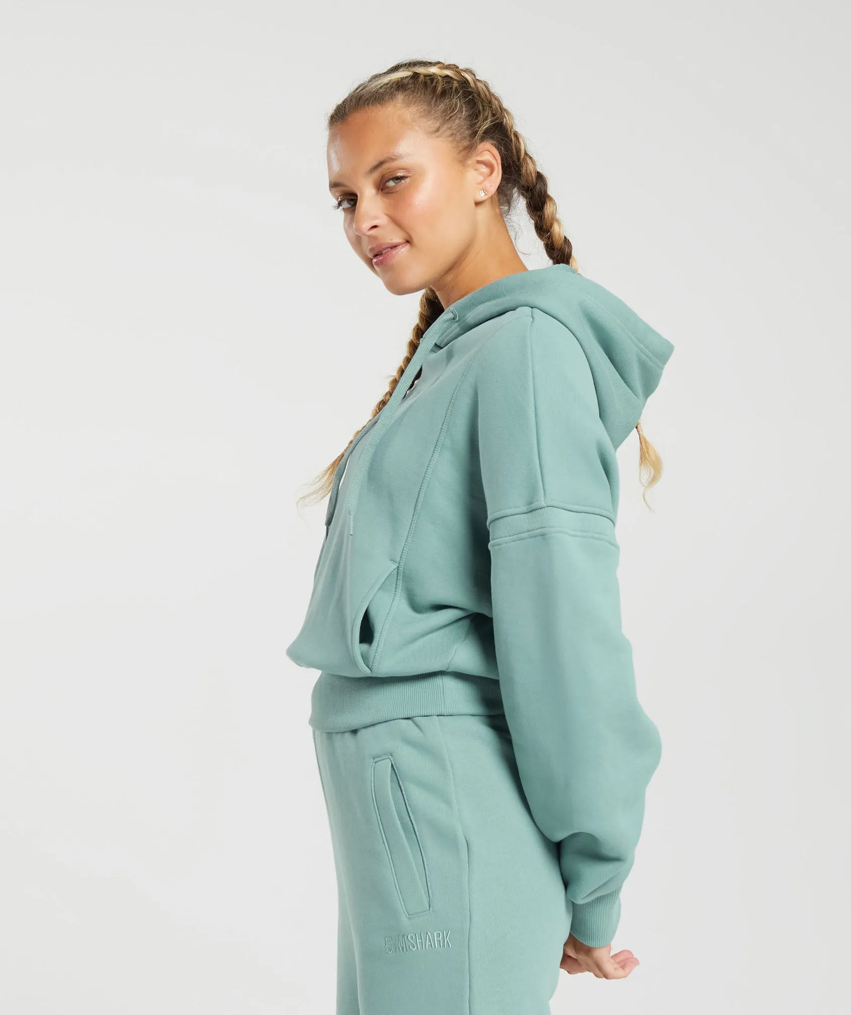 Gymshark Heavyweight Loopback Sweat Hoodie - Duck Egg Blue sold by Gymshark product image thumbnail 3