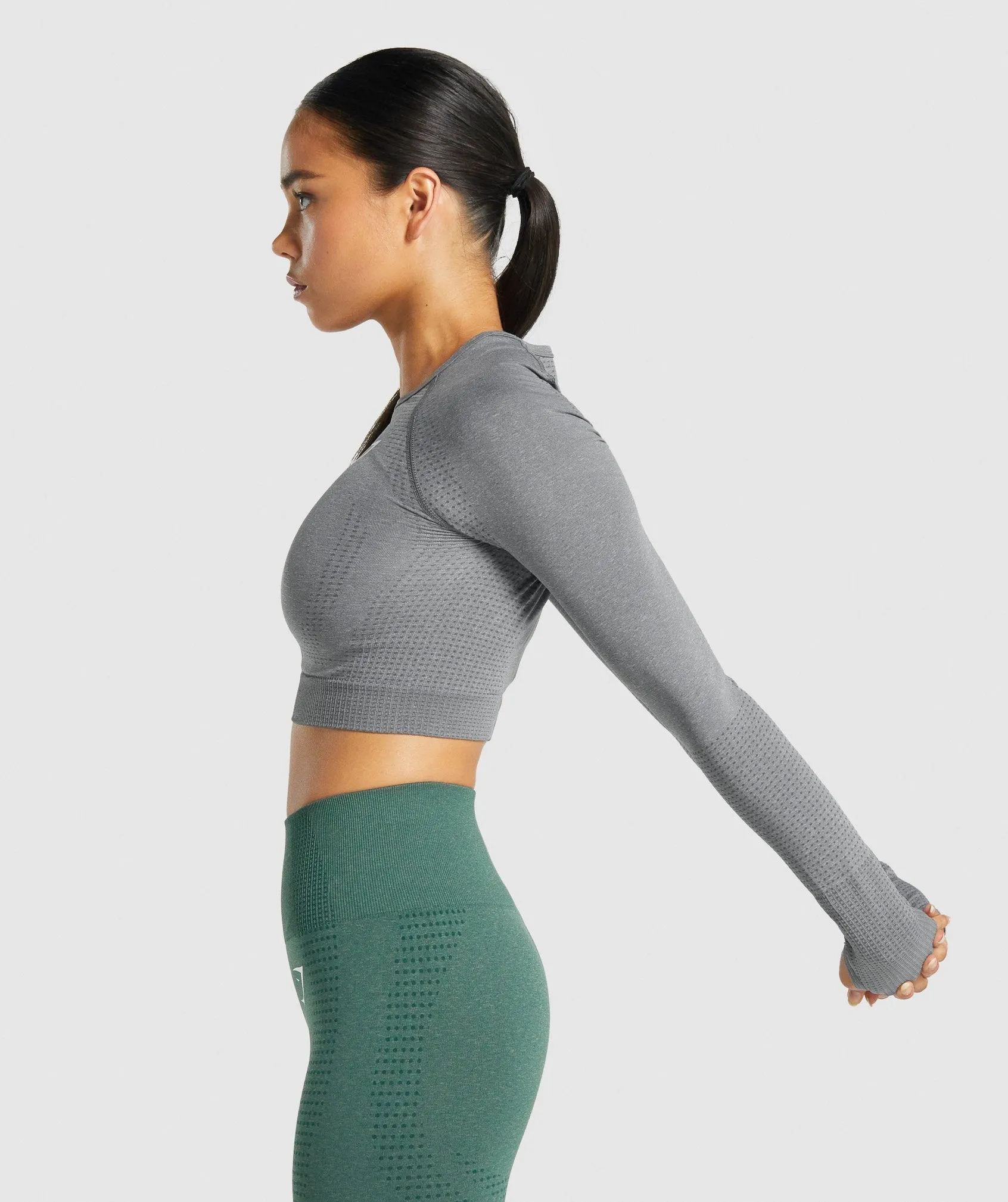 Gymshark Vital Seamless 2.0 Long Sleeve Crop Top - Smokey Grey Marl sold by Gymshark product image thumbnail 3