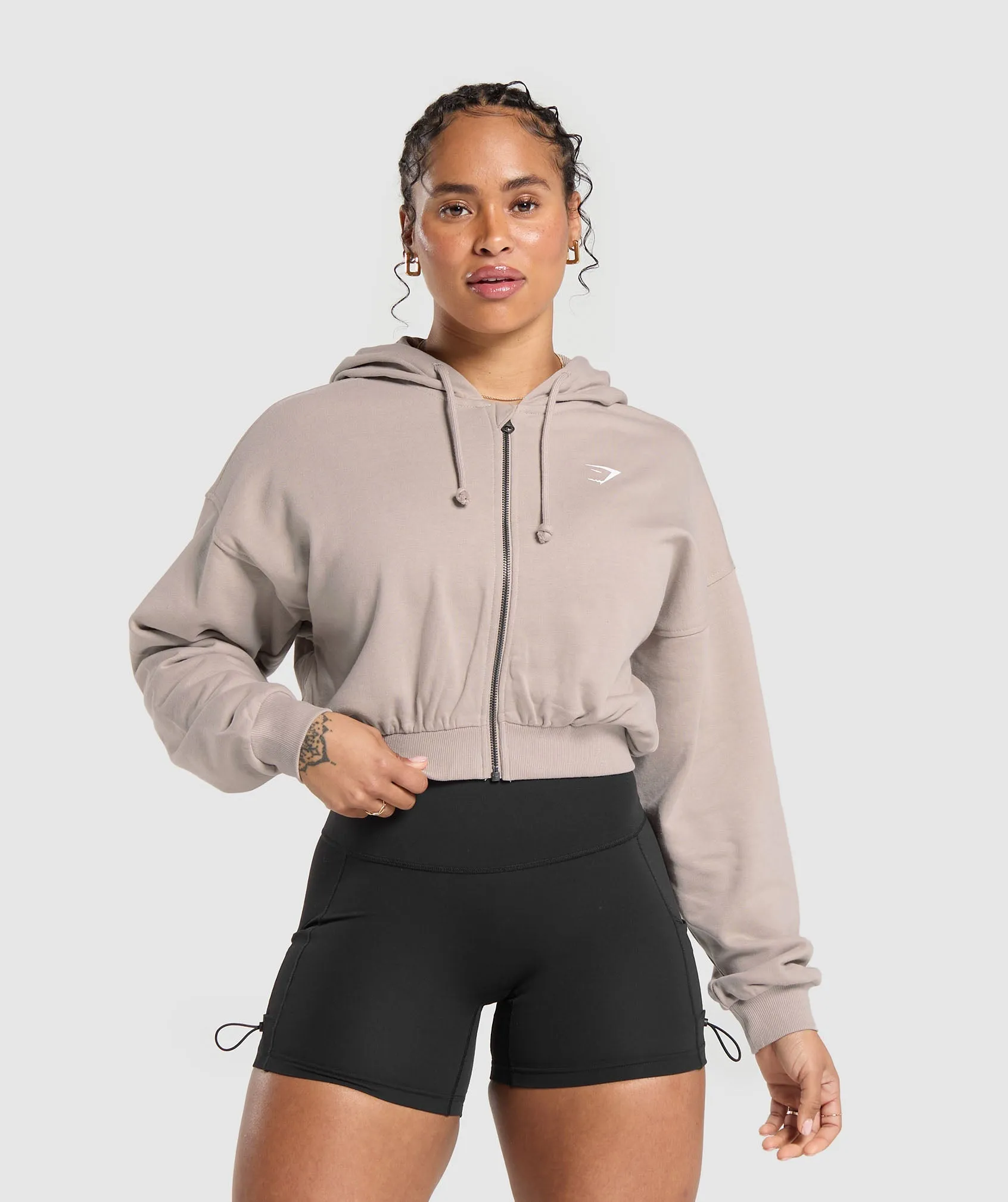 Gymshark Gymshark Power Midi Zip Hoodie - Stone Pink sold by Gymshark product image thumbnail 2