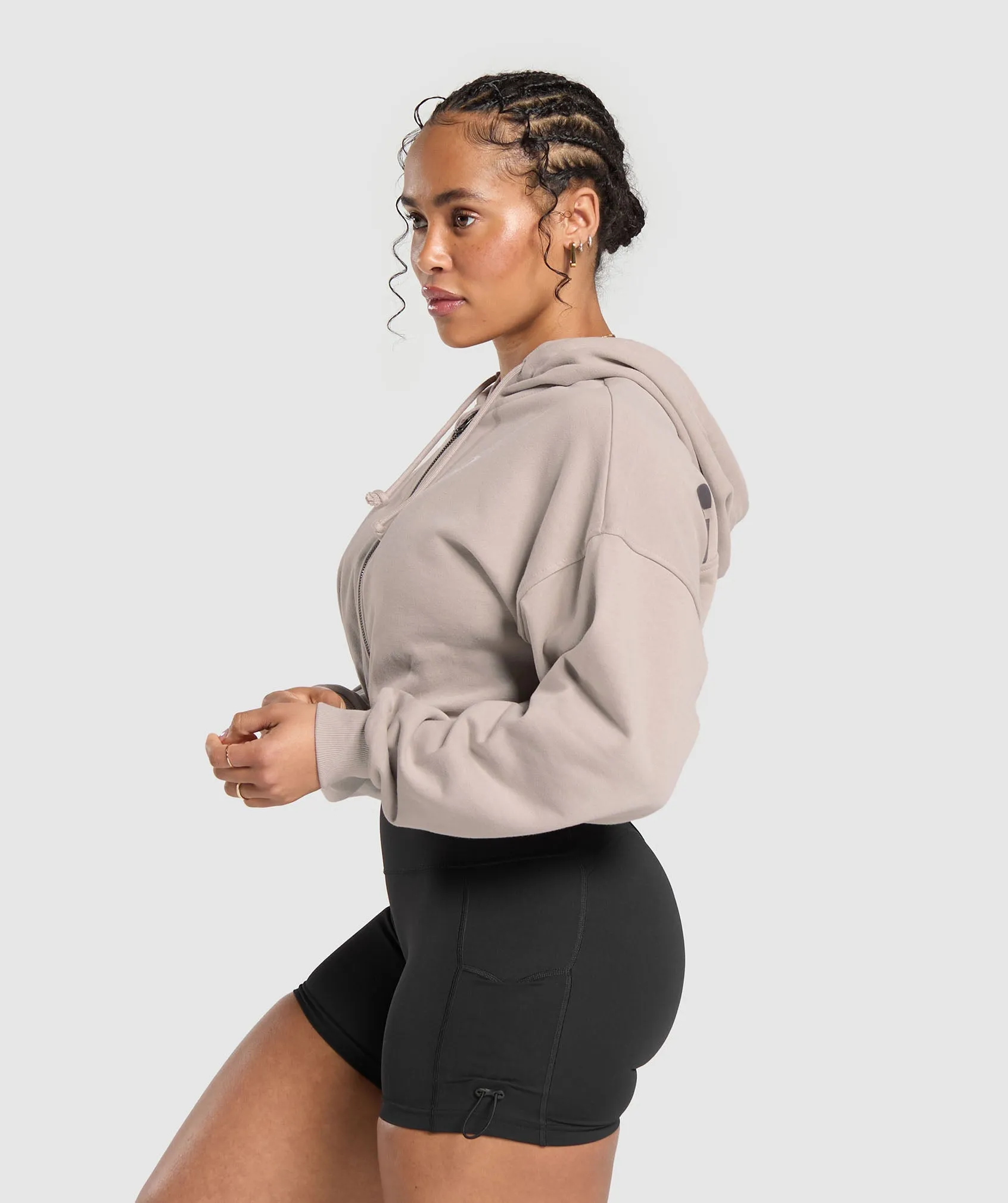 Gymshark Gymshark Power Midi Zip Hoodie - Stone Pink sold by Gymshark product image thumbnail 3