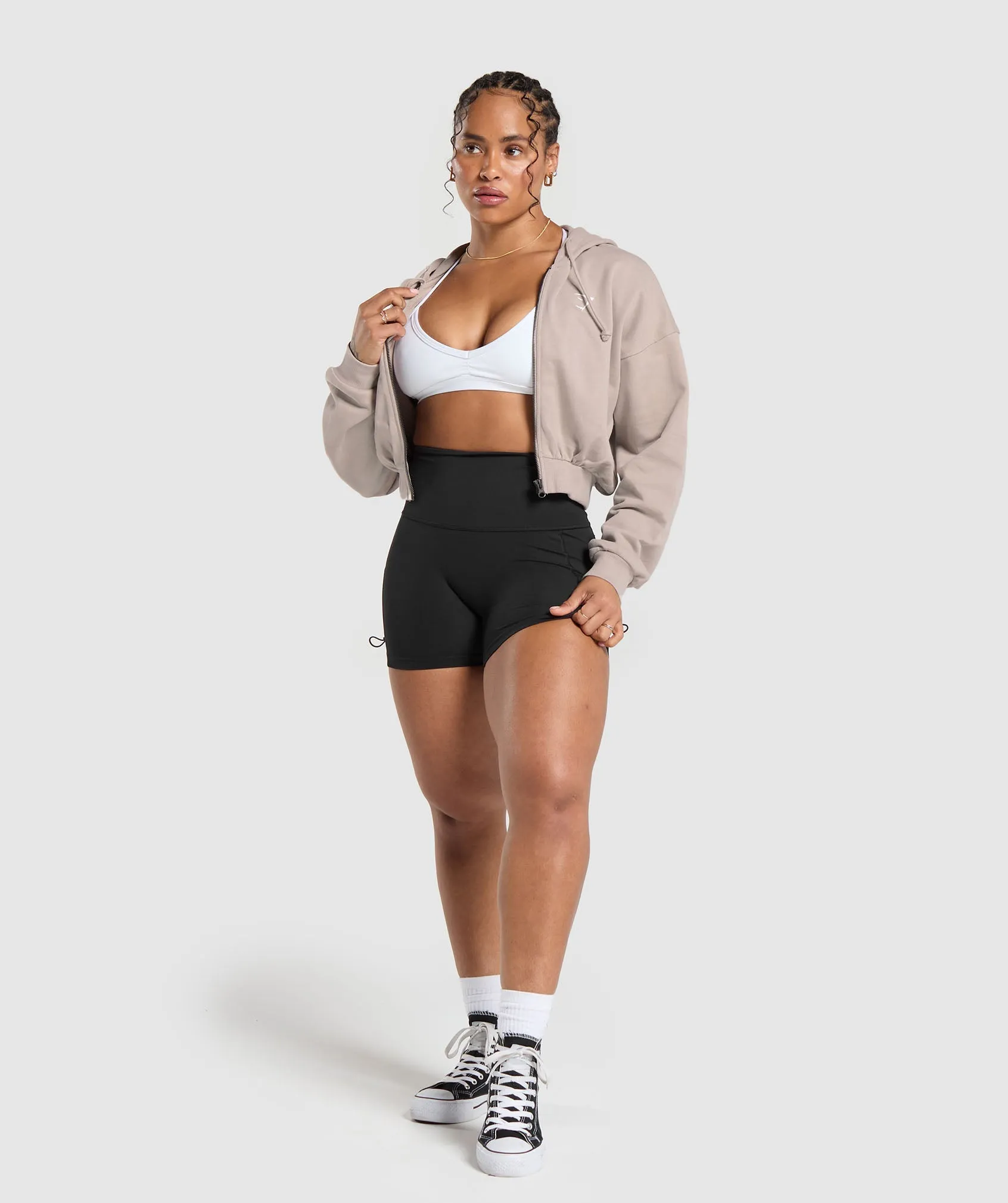 Gymshark Gymshark Power Midi Zip Hoodie - Stone Pink sold by Gymshark product image thumbnail 4