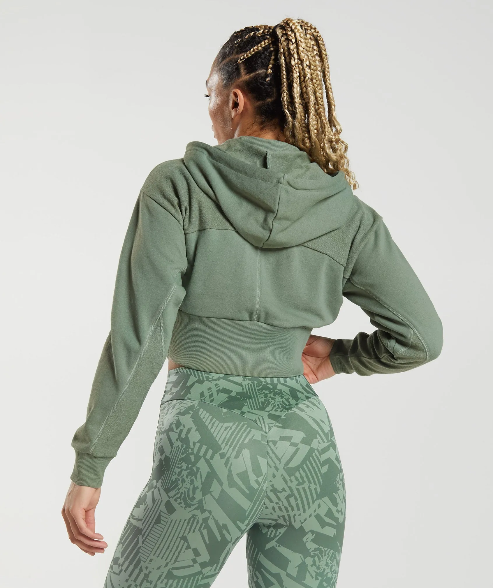 GS Power Cropped Zip Hoodie - Willow Green sold by Gymshark product image thumbnail 2