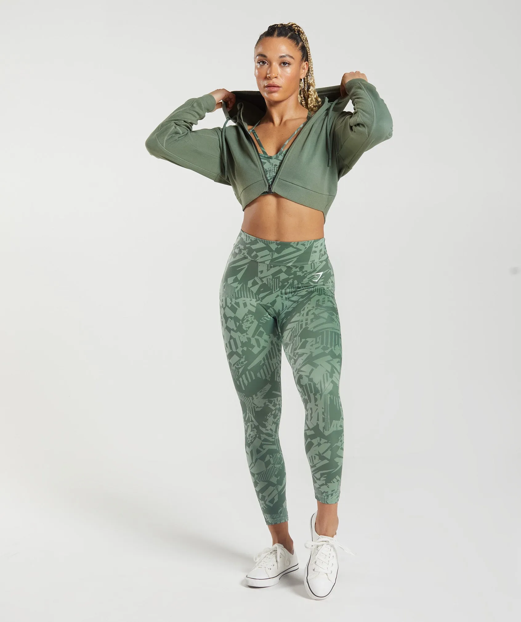 GS Power Cropped Zip Hoodie - Willow Green sold by Gymshark product image thumbnail 4